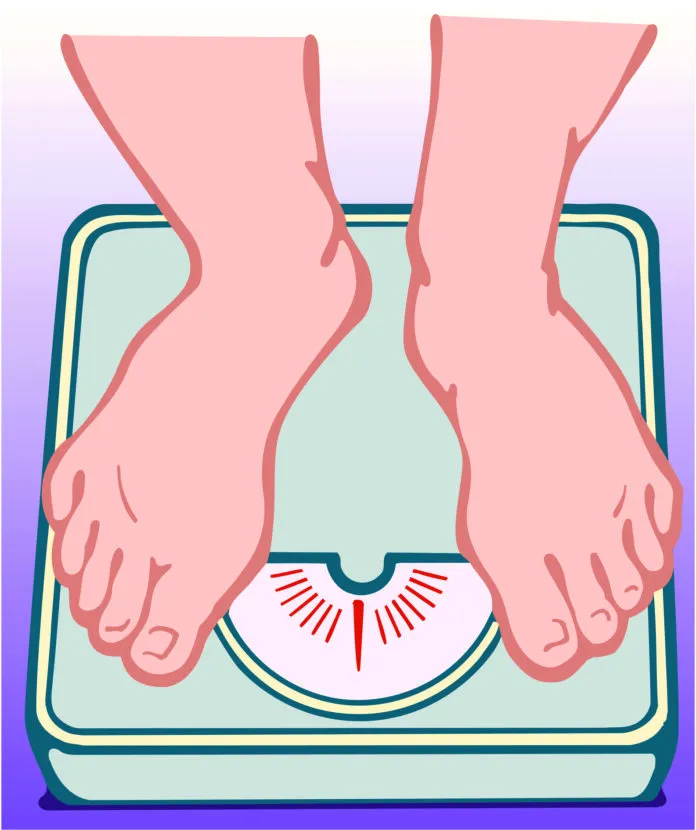 Feet standing on scale Color Layered Illustrator Ver. 5 How do you measure up Watching your weight