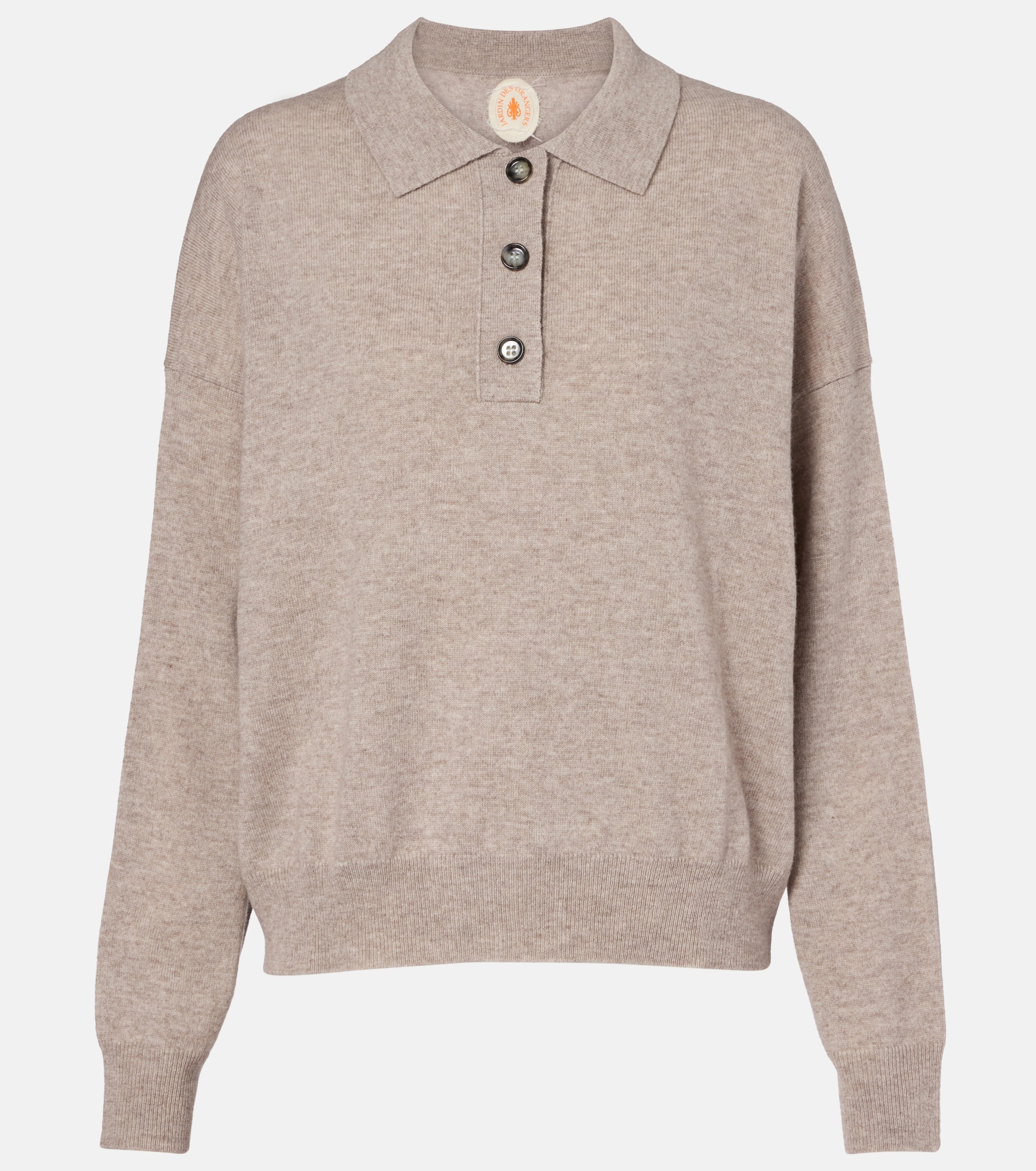 Jardin des Orangers, Wool and Cashmere Polo Sweater in Beige