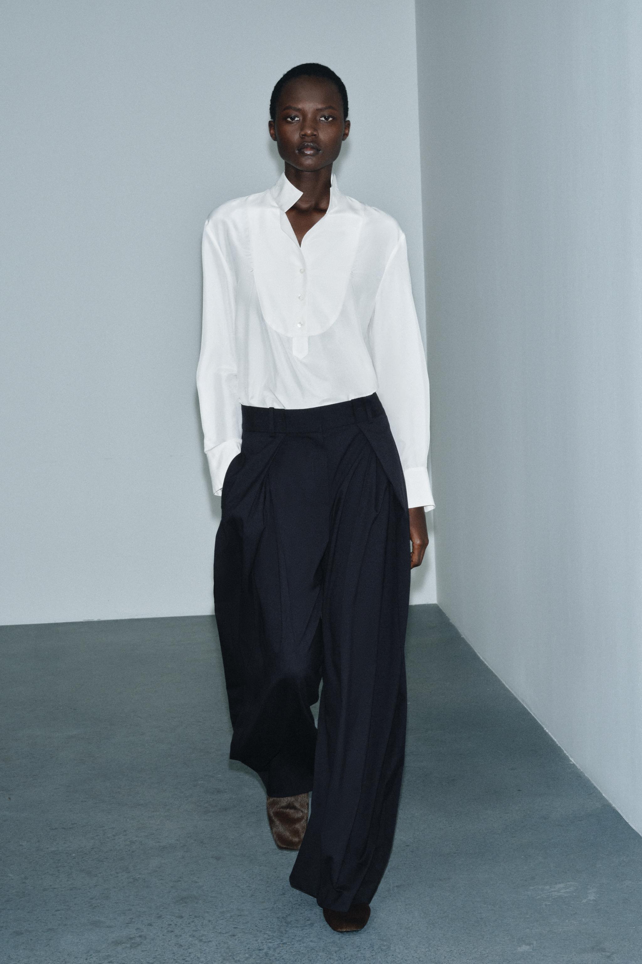 Zw Collection Wide Leg Pleated Pants