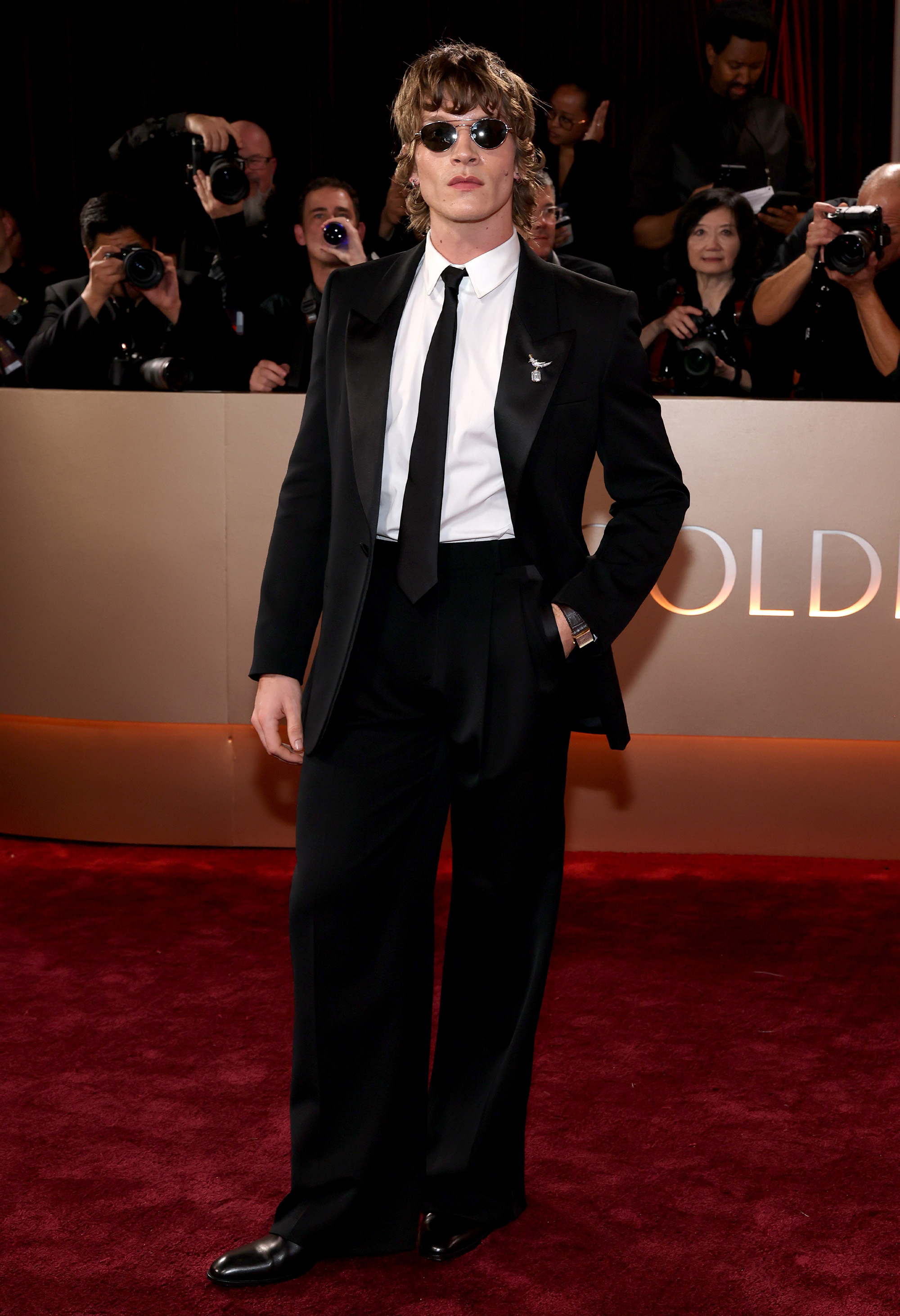 Connor Storrie on the Golden Globes 2026 red carpet.