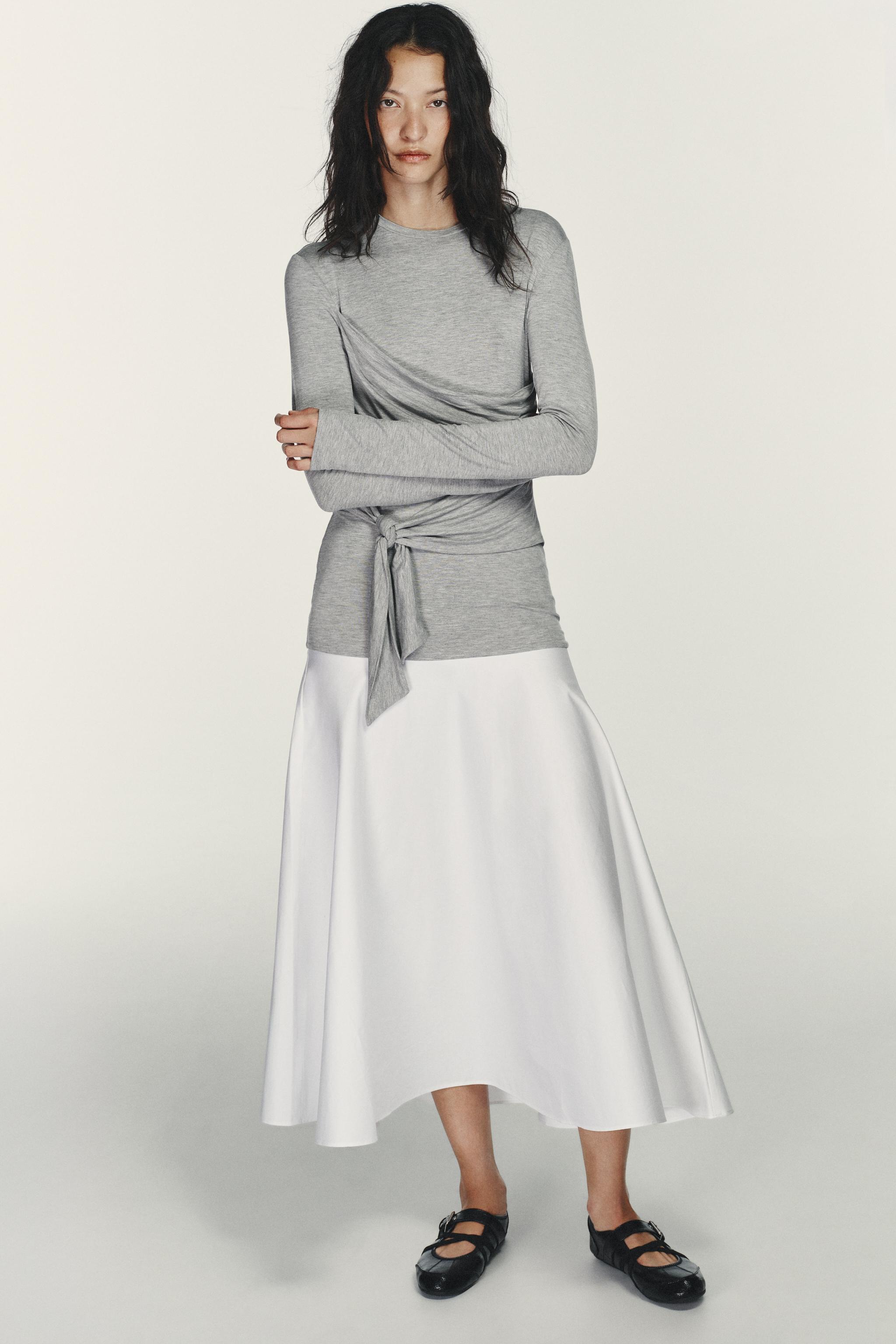 Combination Tie-Detail Midi Dress