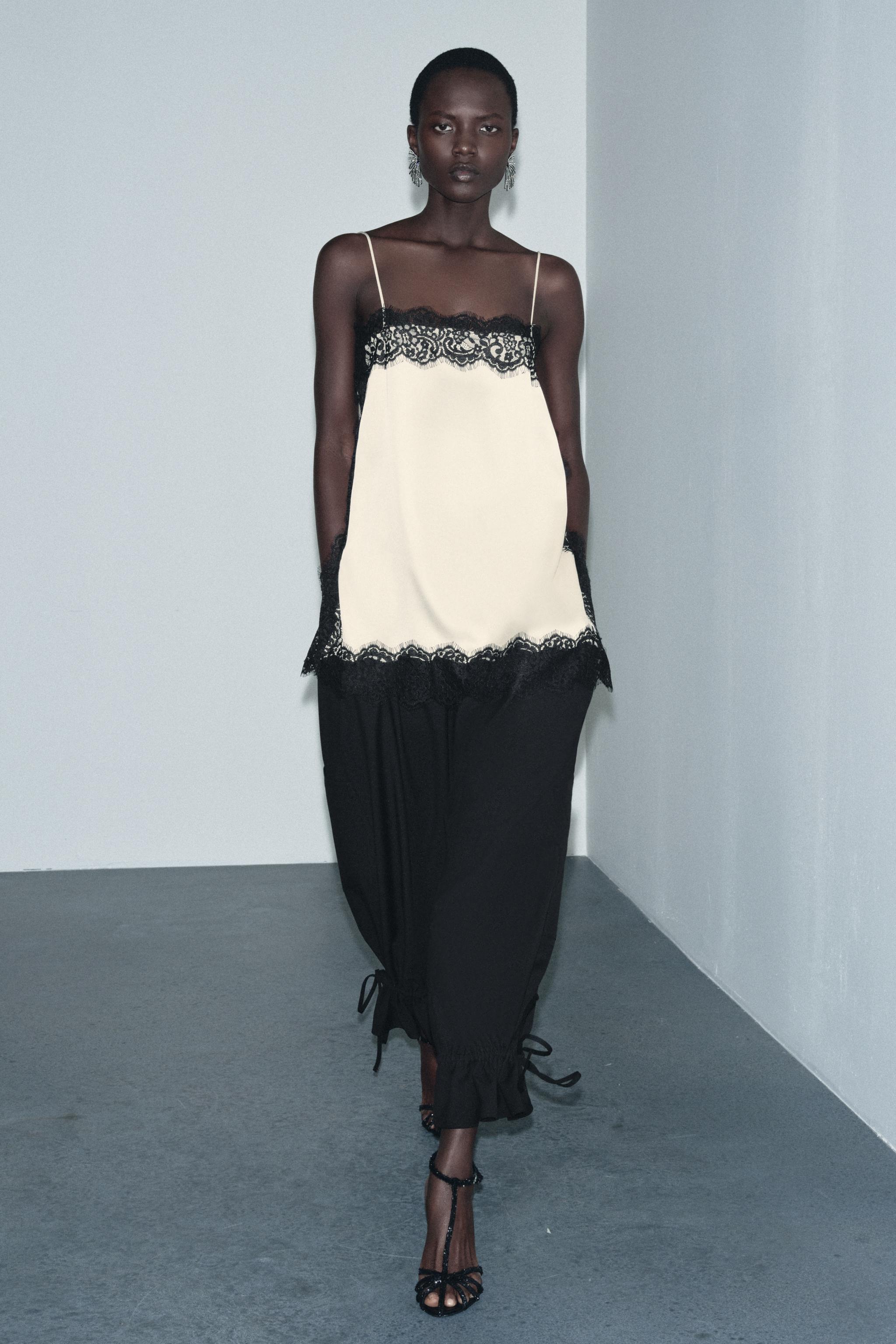 Satin Effect Lace Top Zw Collection