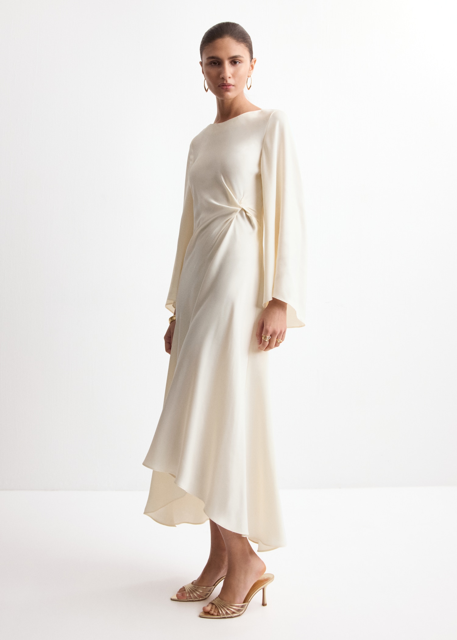 Ruched Satin Dress - Women | Mango Usa