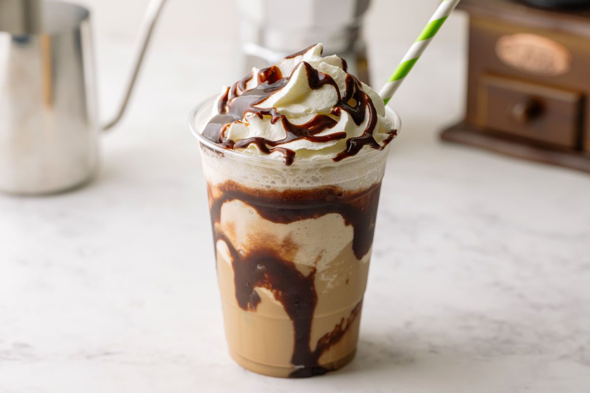 Chocolate Mocha Frappe With Whipped Cream