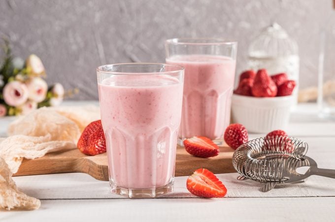 Fresh homemade strawberry smoothies