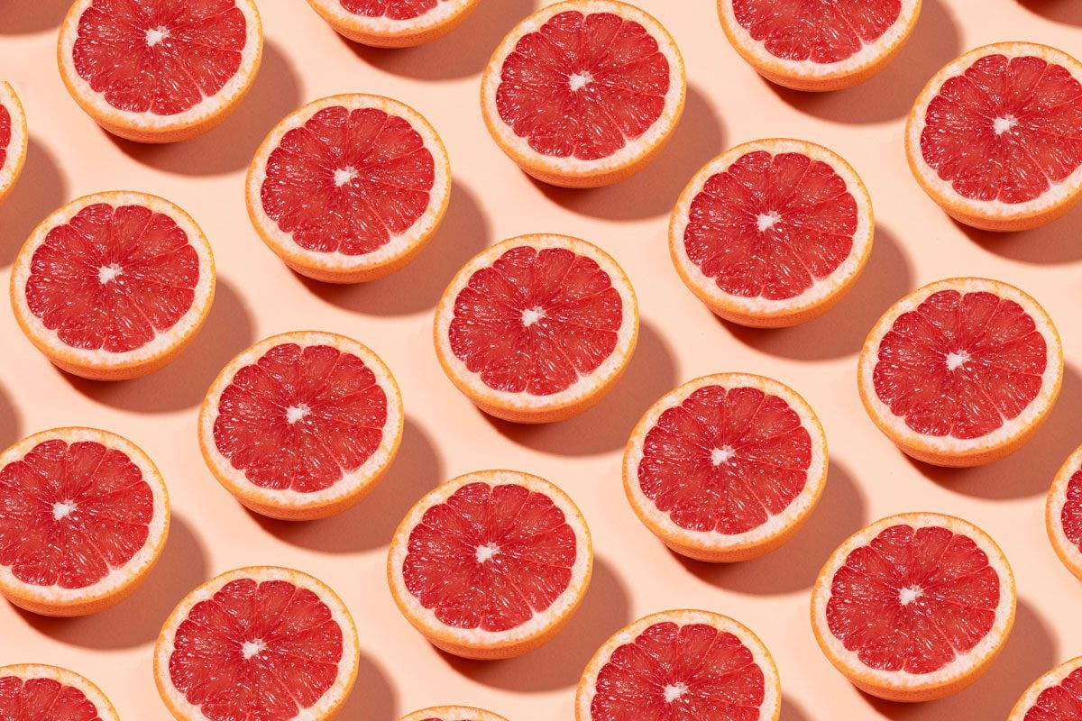 Grapefruit Pattern On Yellow Background
