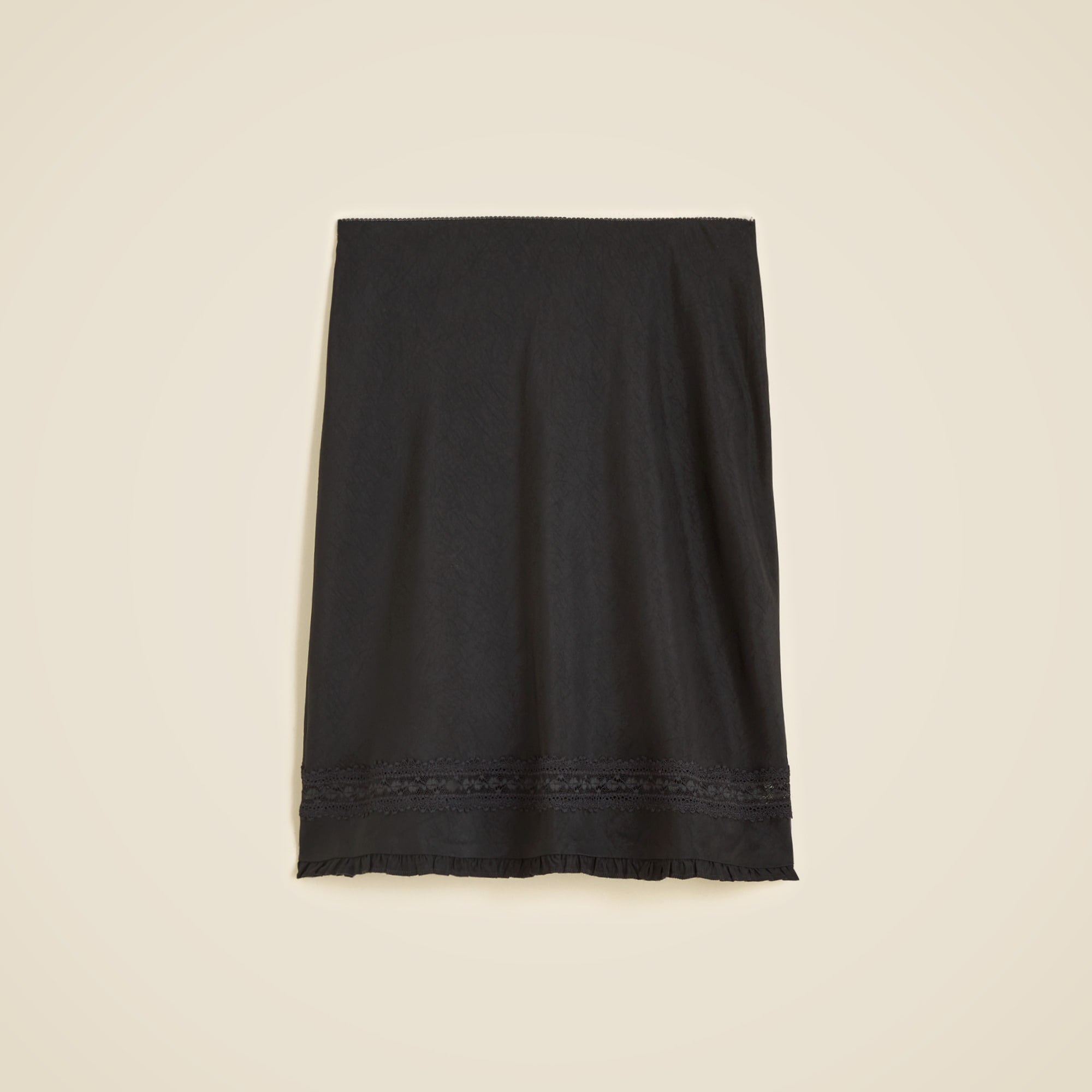 Lace-Trim Slip Skirt in Matte Textured Satin