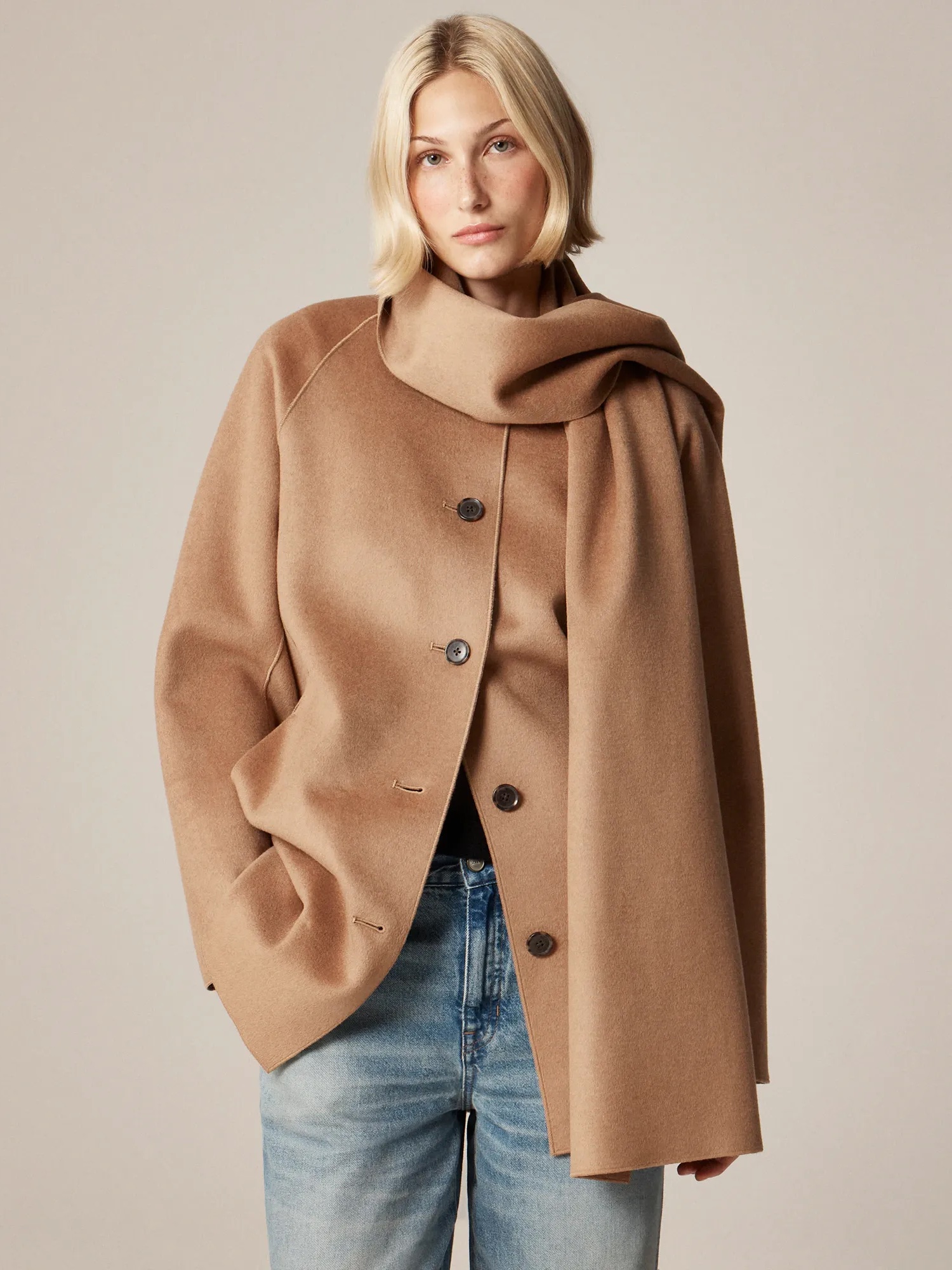 J.Crew, Scarf Coat in Drapey Wool Blend