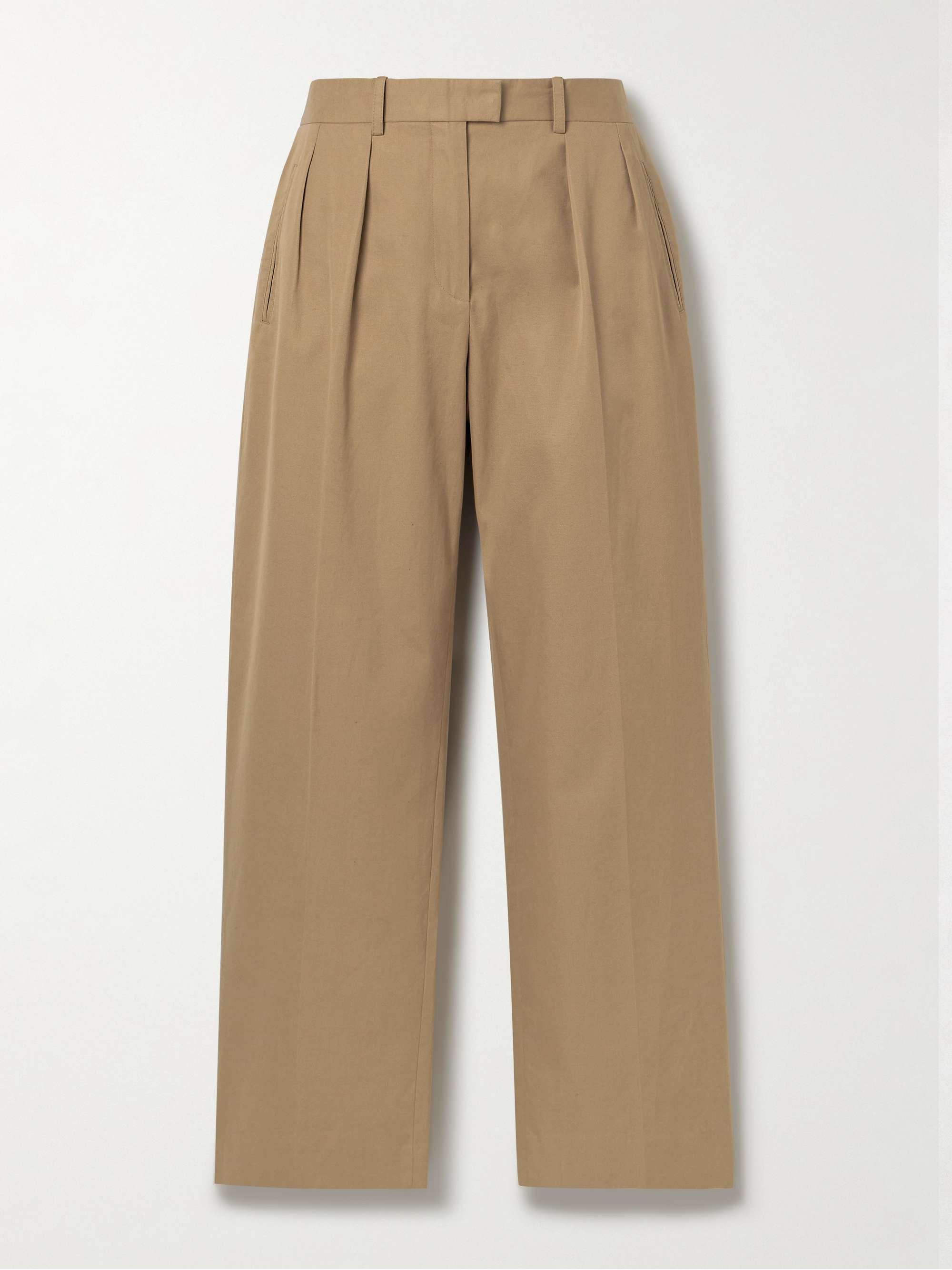 Alfidis Pleated Brushed Cotton and Cashmere-Blend Twill Wide-Leg Pants