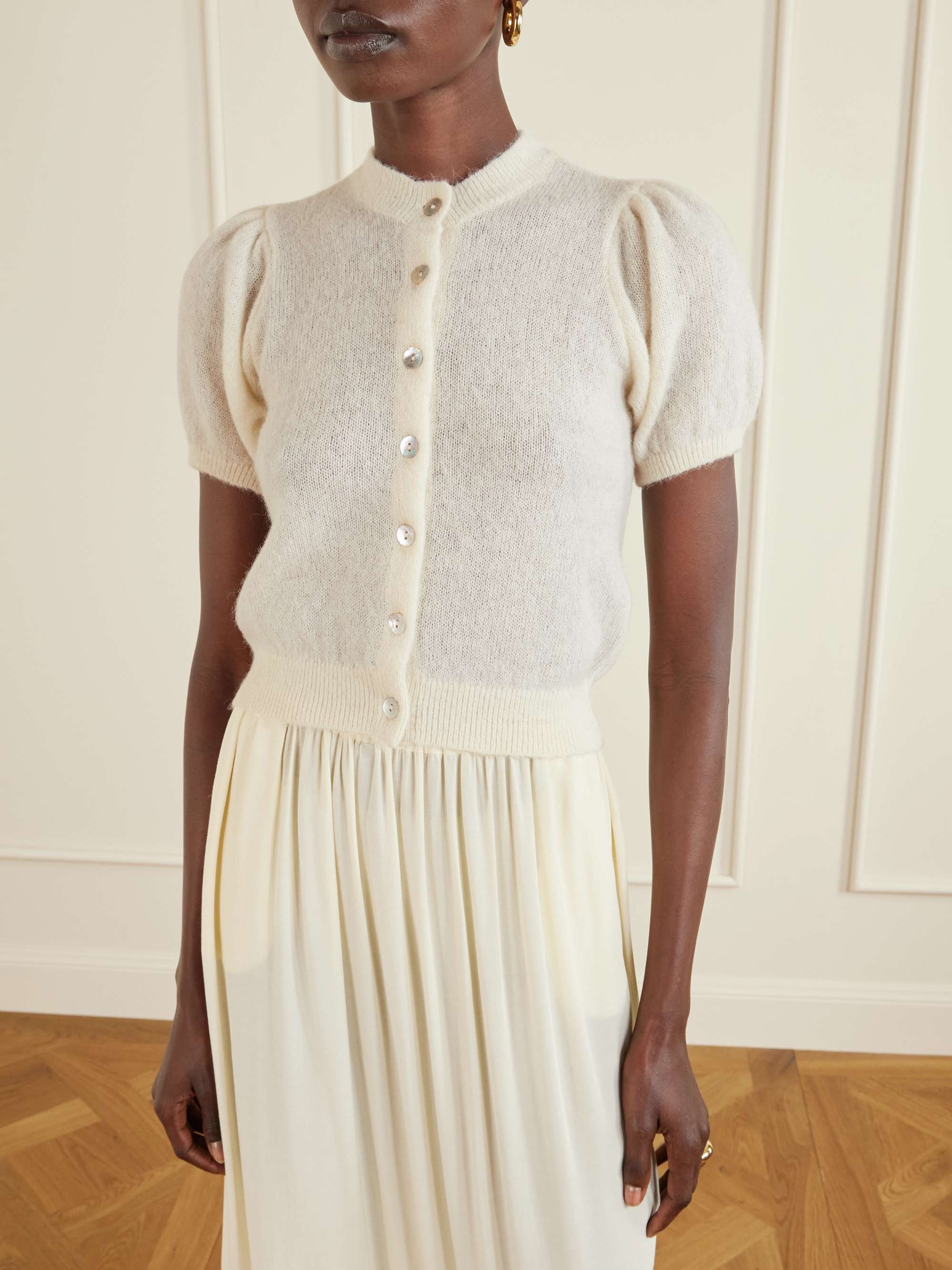 D&ocirc;en, Anisa gathered alpaca-blend cardigan