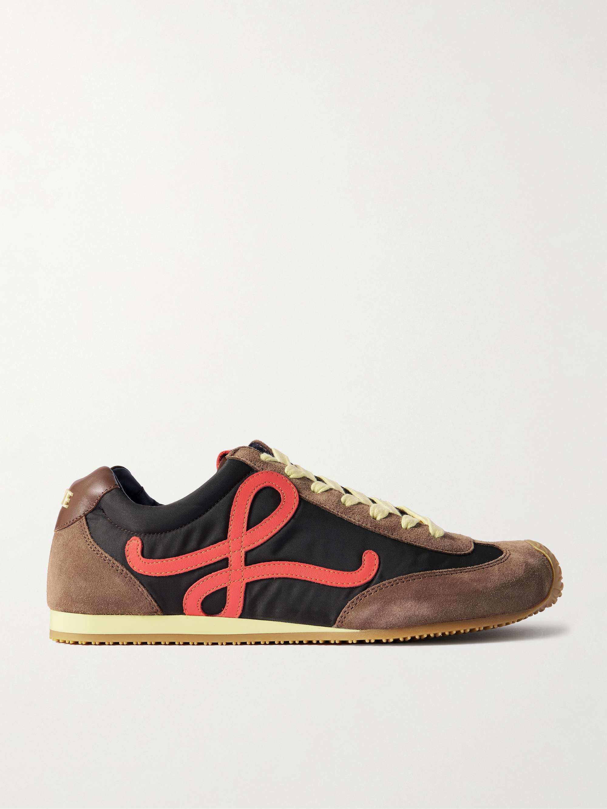 Ballet Runner 2.0 Logo-Appliqu&eacute;d Leather, Canvas and Suede Sneakers