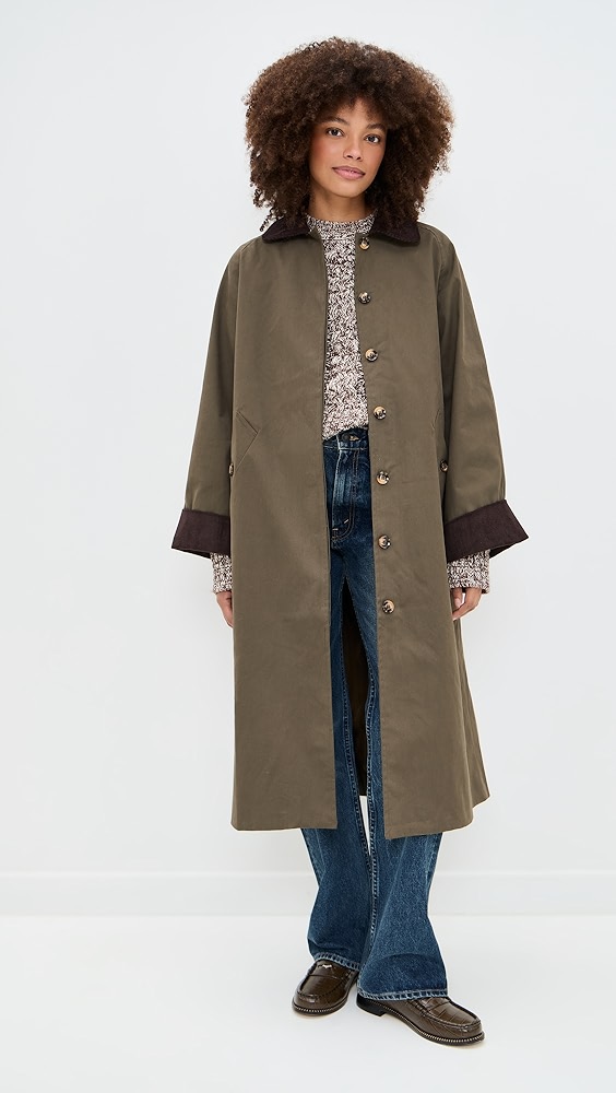 Moon River Corduroy Detail Trench Coat