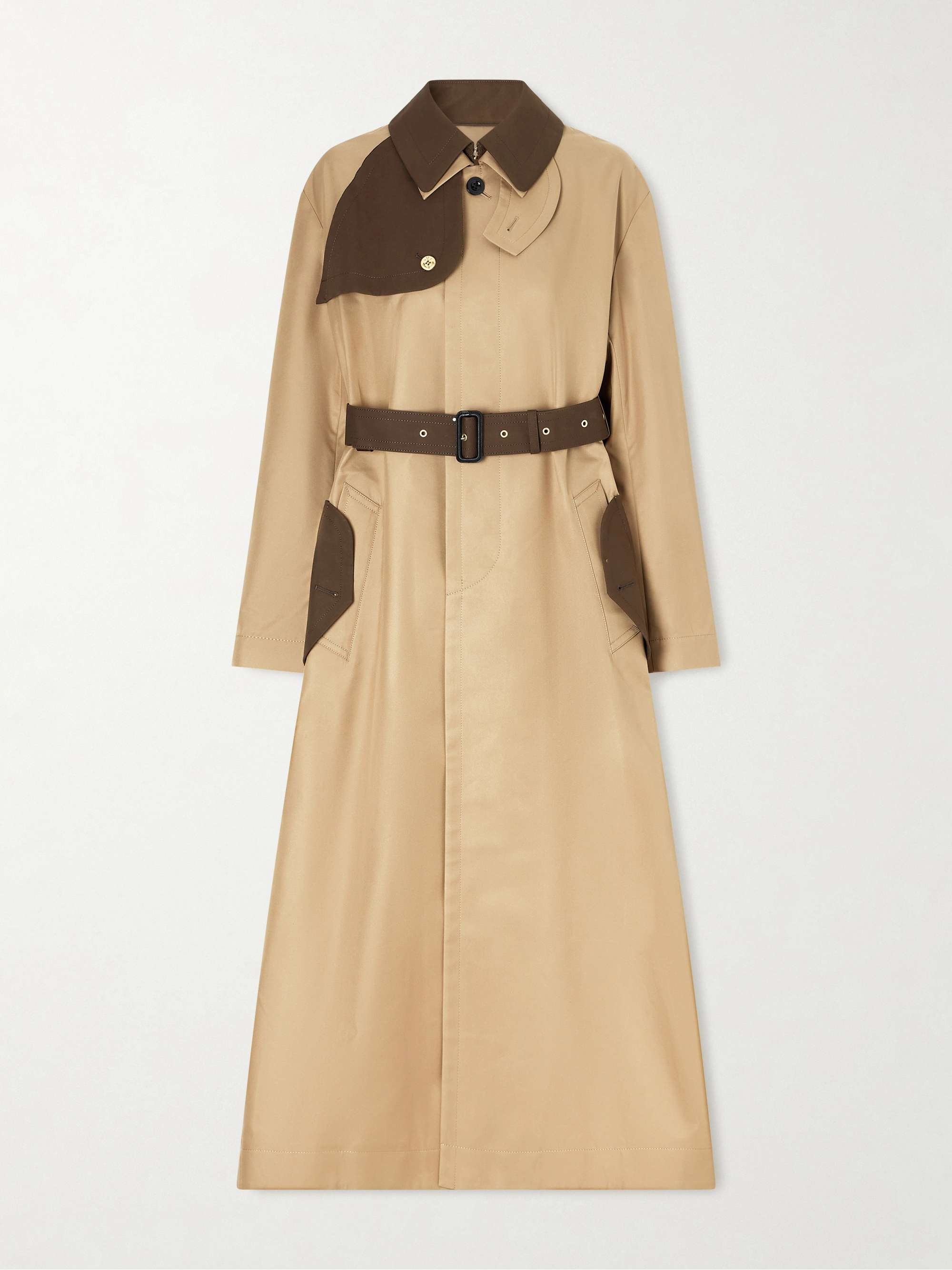 Sacai, Belted Two-Tone Coat