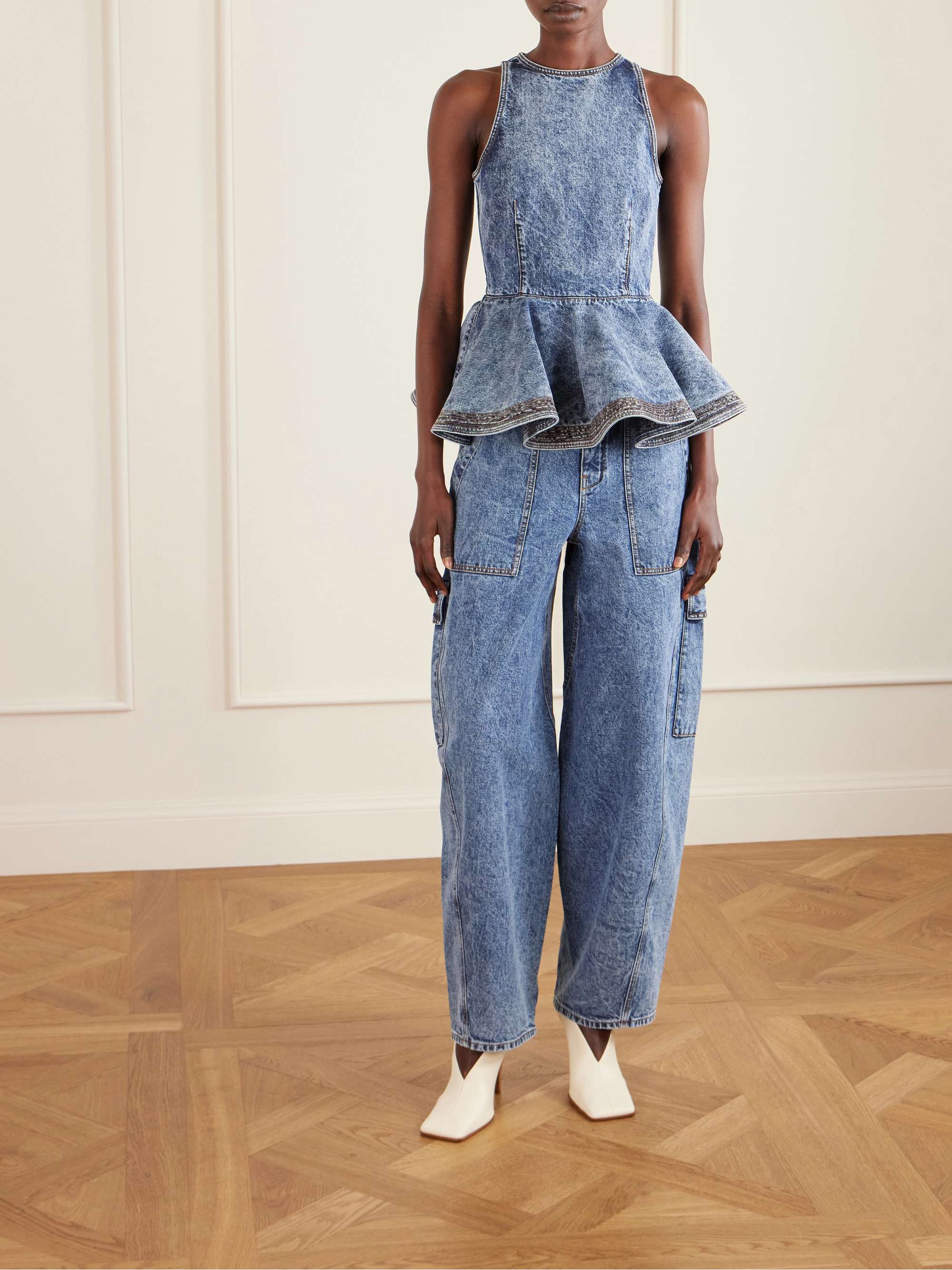 Ala&iuml;a, Denim Peplum Top