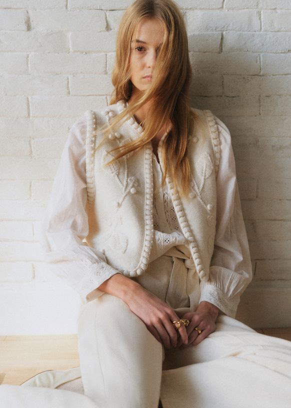 Nate Cardigan - S&eacute;zane X Sea Ny - Ecru - Merino Wool - S&eacute;zane