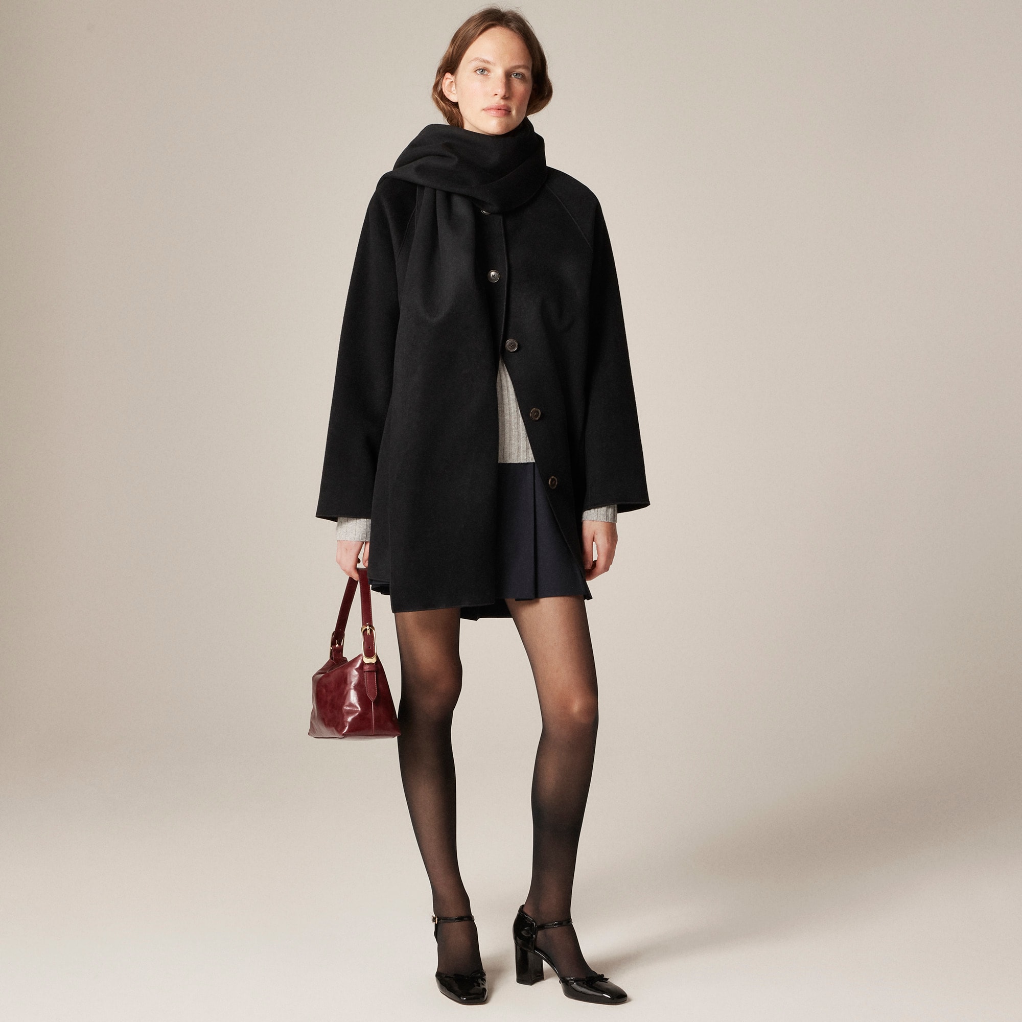 Scarf Coat in Drapey Wool Blend