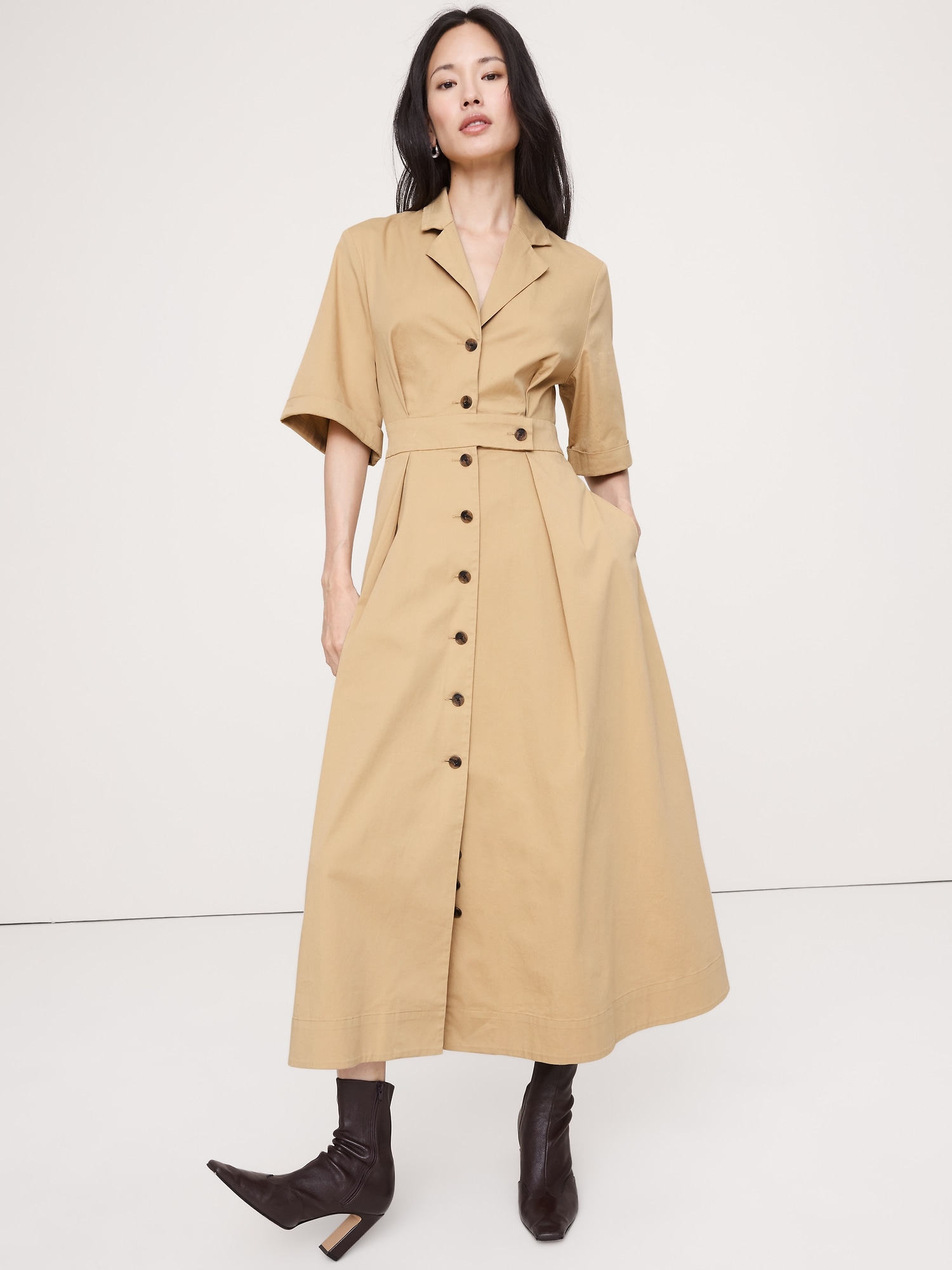 Stretch-Poplin Shirtdress