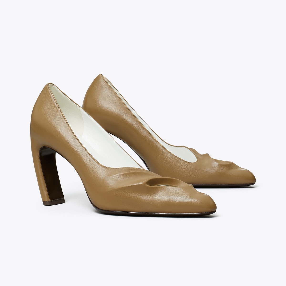Sculpted Peep-Toe Pump in Brown, Size 10