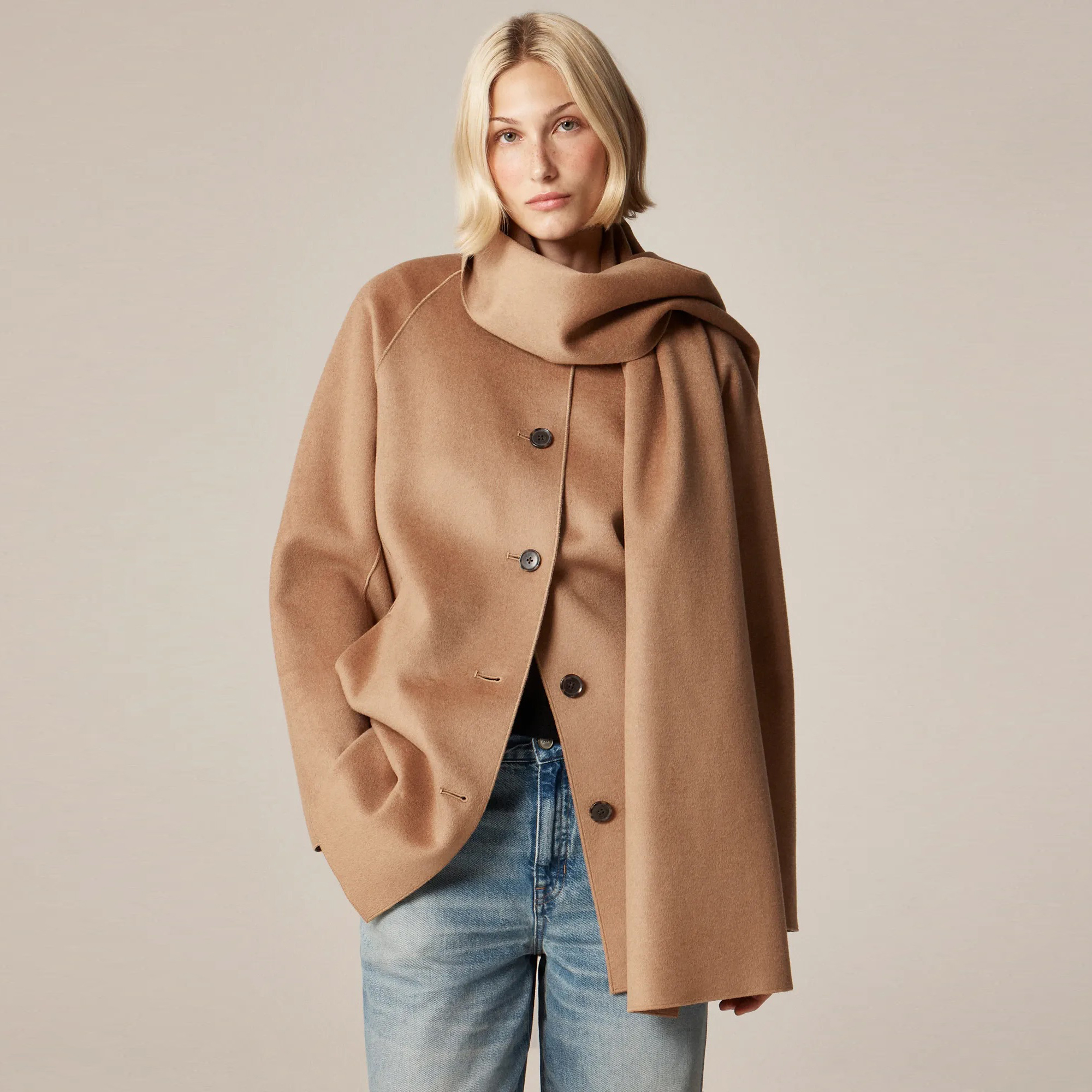 J.Crew, Scarf Coat in Drapey Wool Blend