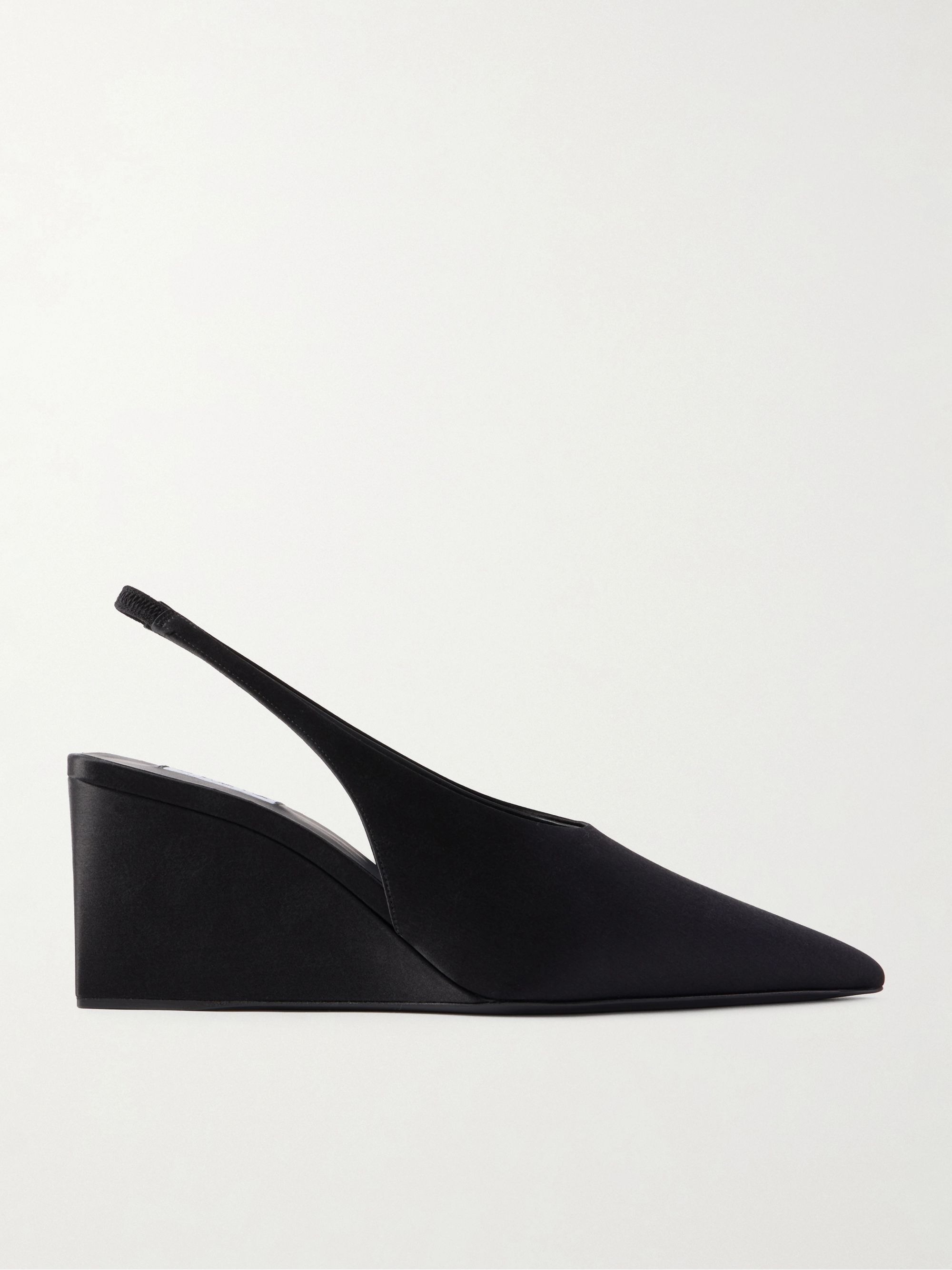 Ala&iuml;a, Cube 75 Satin Slingback Wedge Pumps