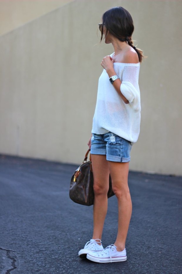 white converse and shorts