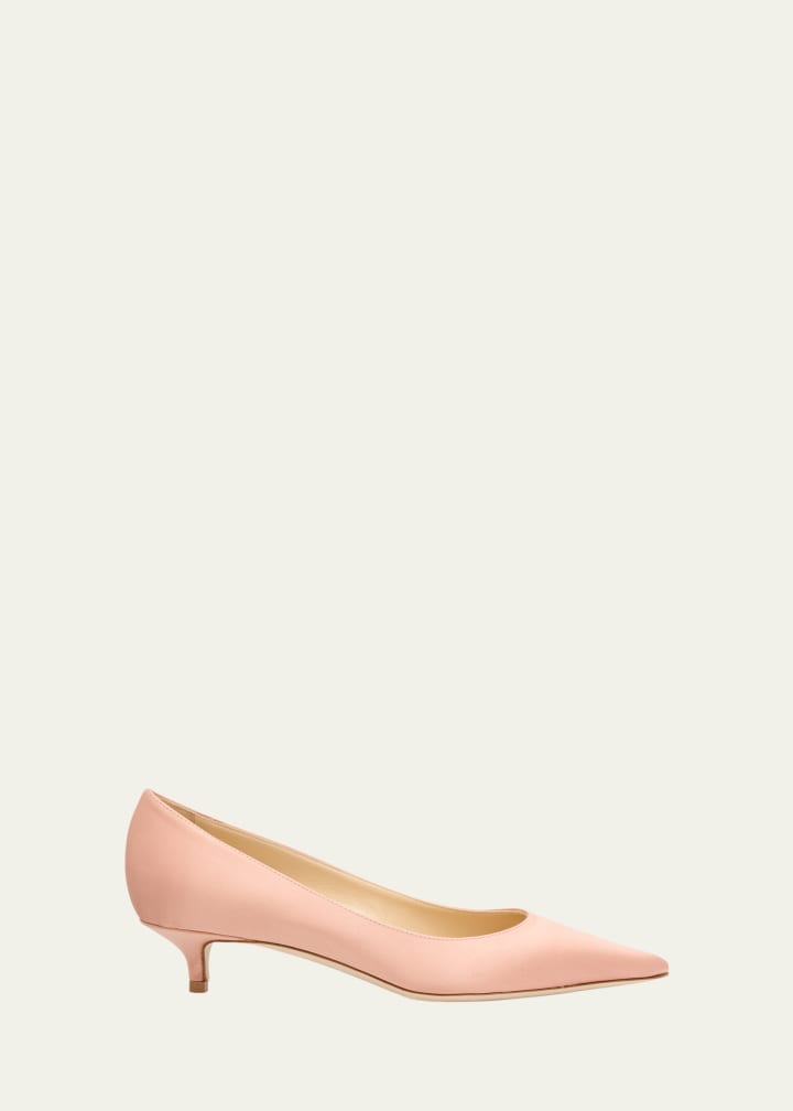 Amelia Satin Kitten-Heel Pumps