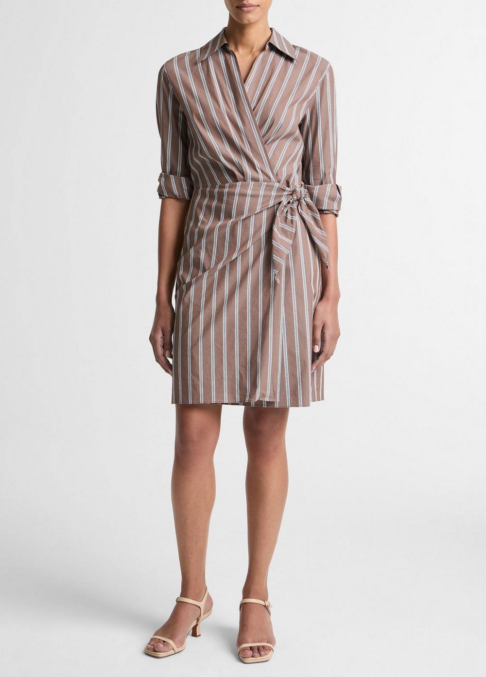 Striped Cotton-Blend Wrap Dress
