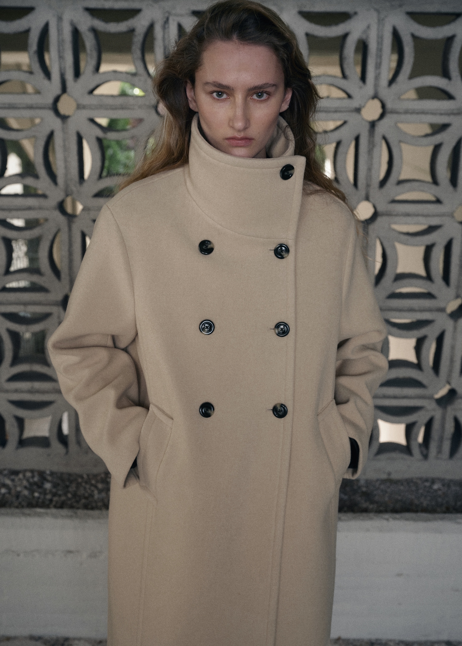 Wool-Blend Funnel-Neck Coat - Women | Mango Usa
