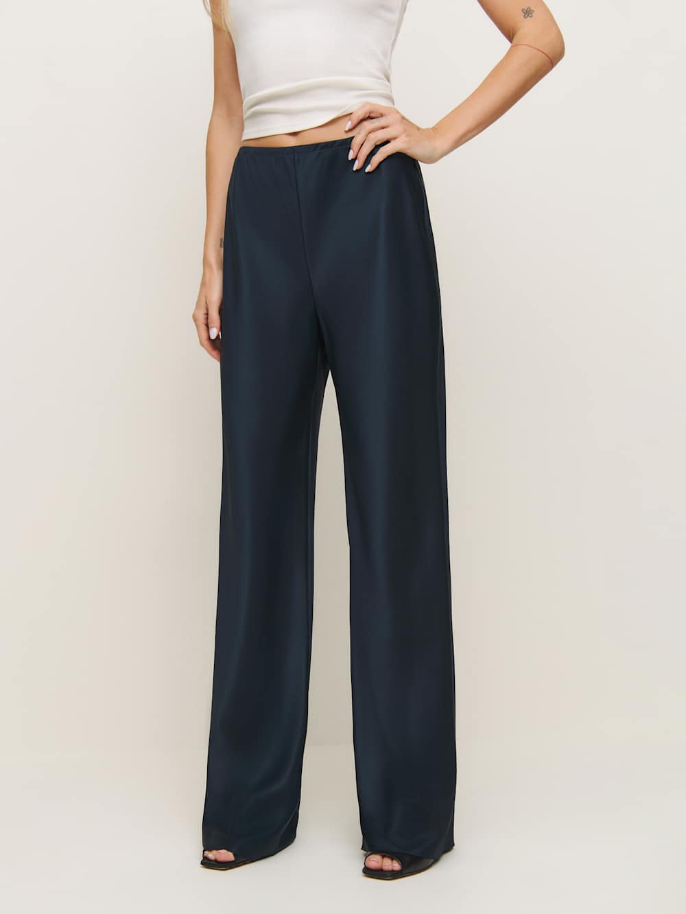 Reformation Gale Satin Mid Rise Bias Pant