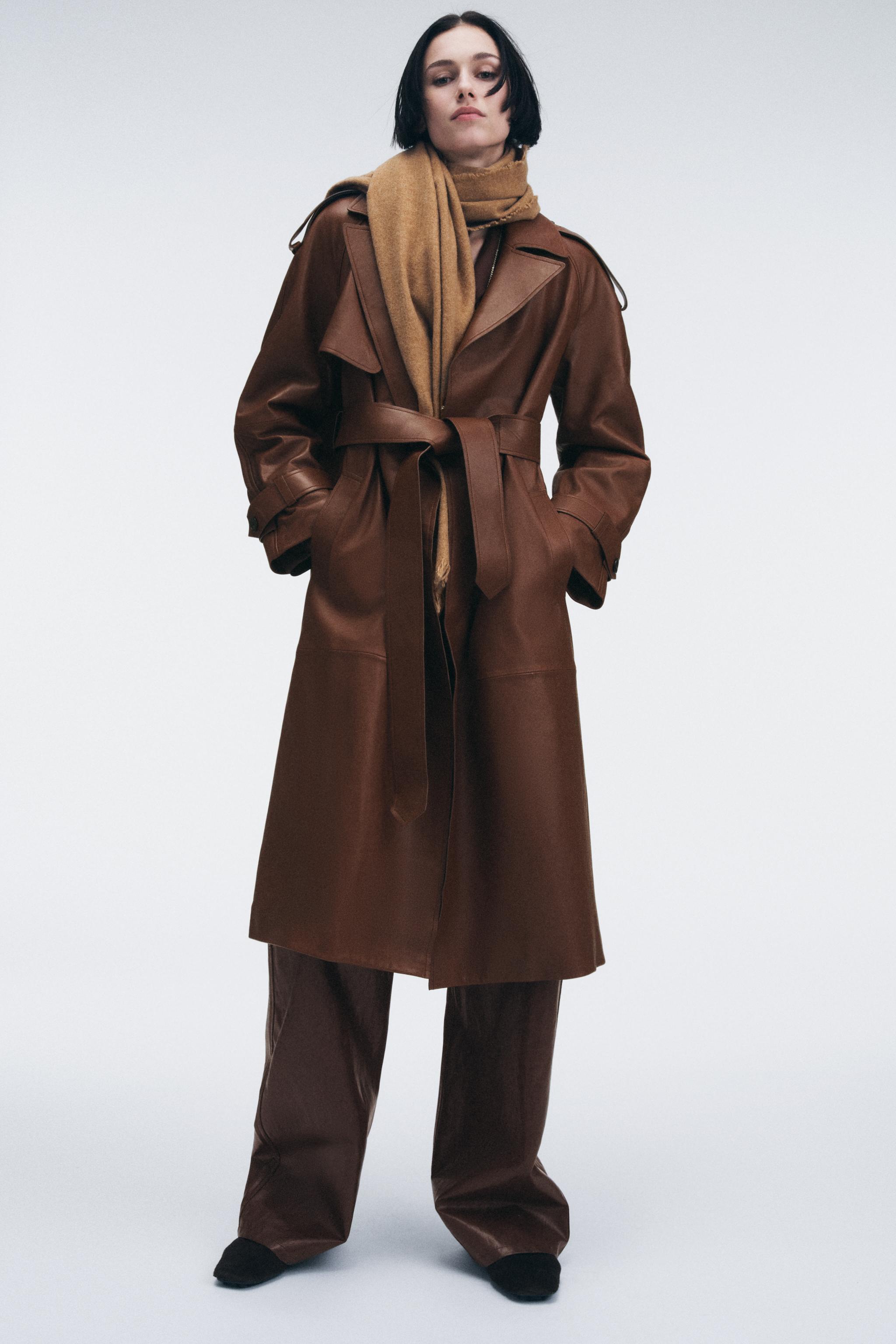 100% Leather Long Trench Coat Zw Collection Limited Edition