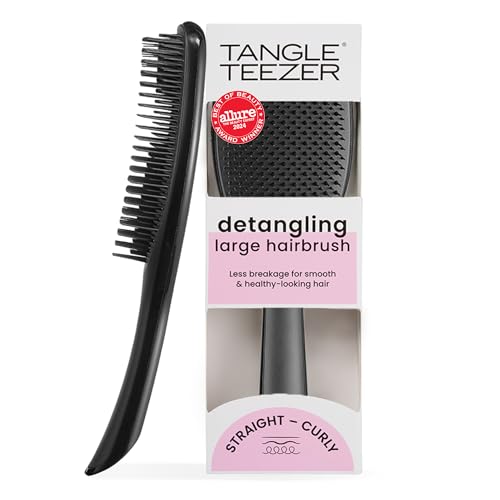 Tangle Teezer Large Ultimate Detangler Hairbrush for Wet &amp; Dry Hair, Eliminates Knots &amp; Reduces Breakage for Long, Thick, &amp; Curly Hair Types, Black Gloss