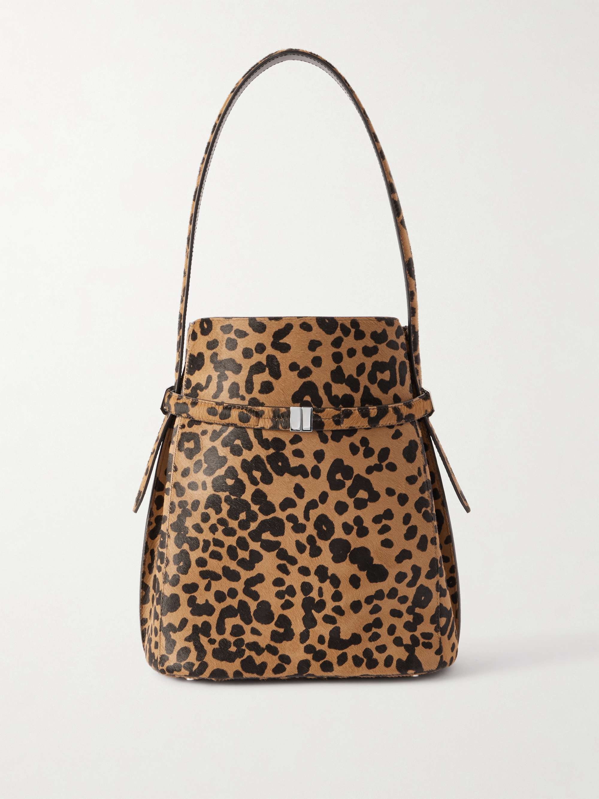 Belted Leopard-Print Cow Hair Tote