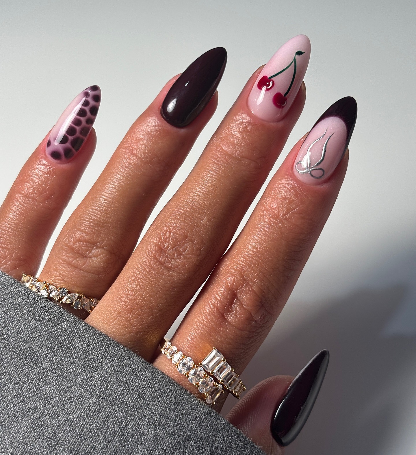 Photo of a dark purple French nail design