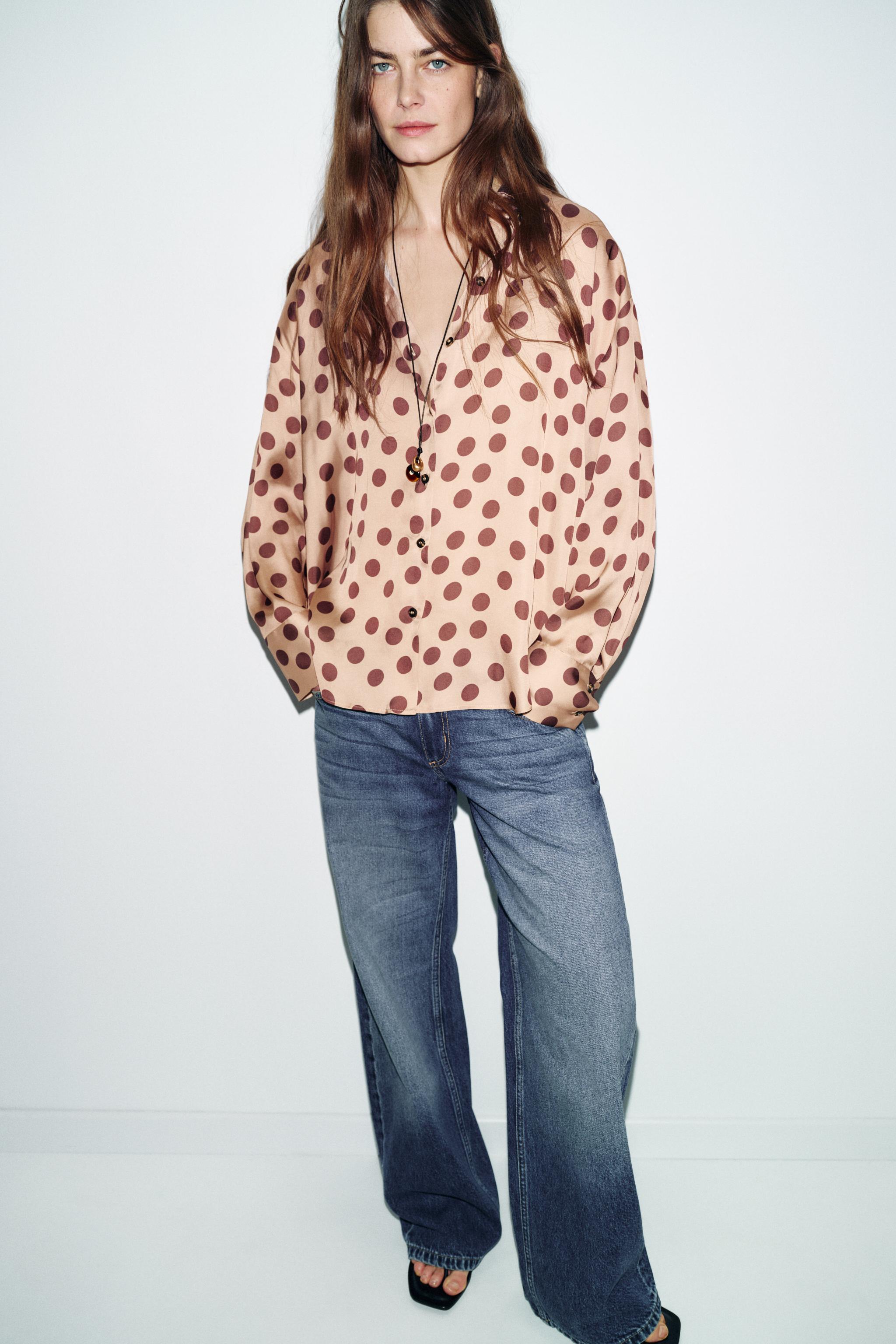 Polka Dot Satin Effect Shirt