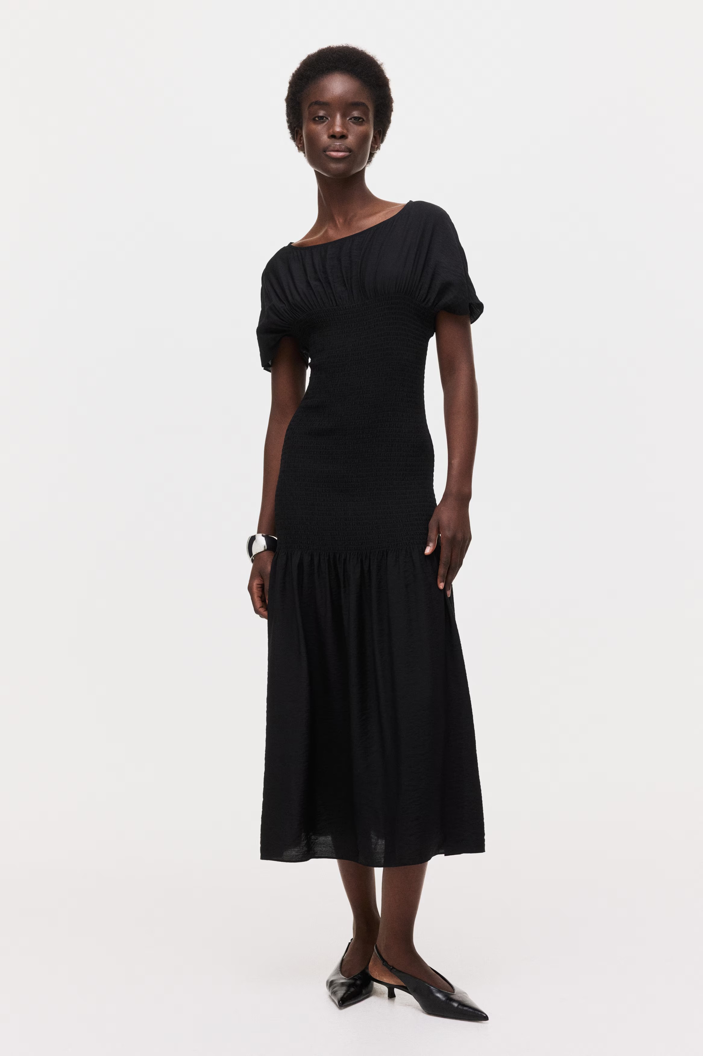 H&amp;M, Smocked-Detail Dress