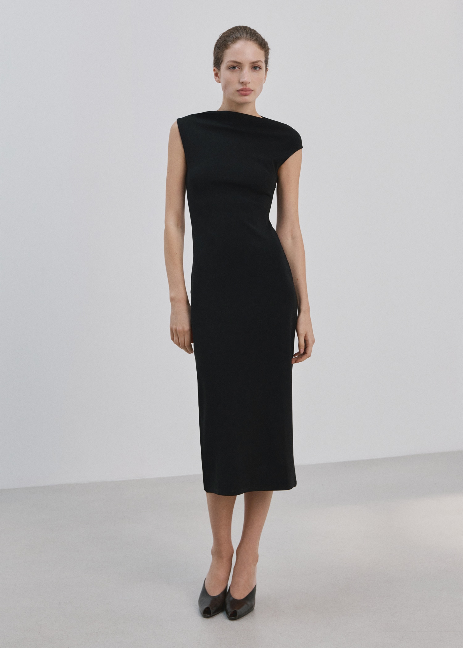 Asymmetrical-Neck Midi-Dress - Women | Mango Usa