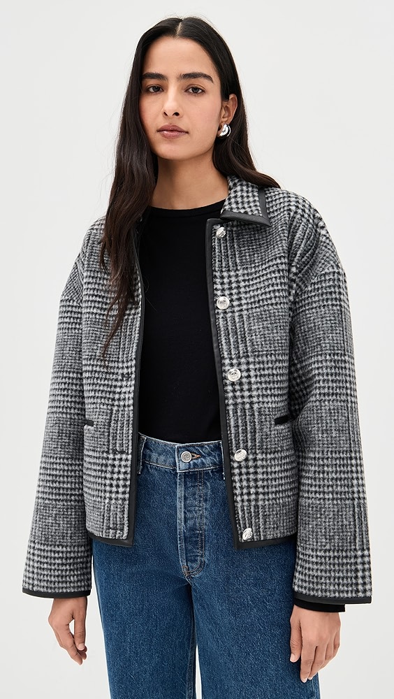 Anine Bing Black and Grey Check Camden Jacket