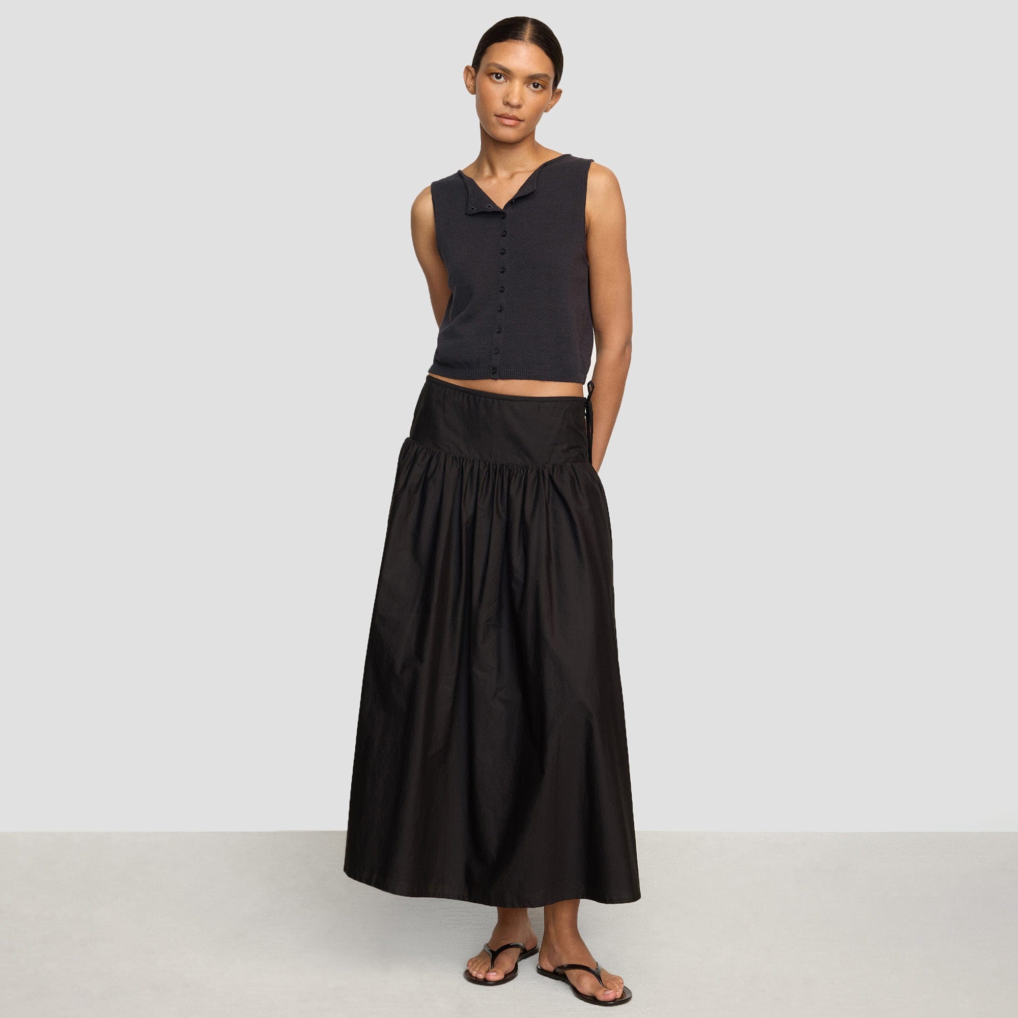 Bao Organic Cotton Drop-Waist Skirt Black / L