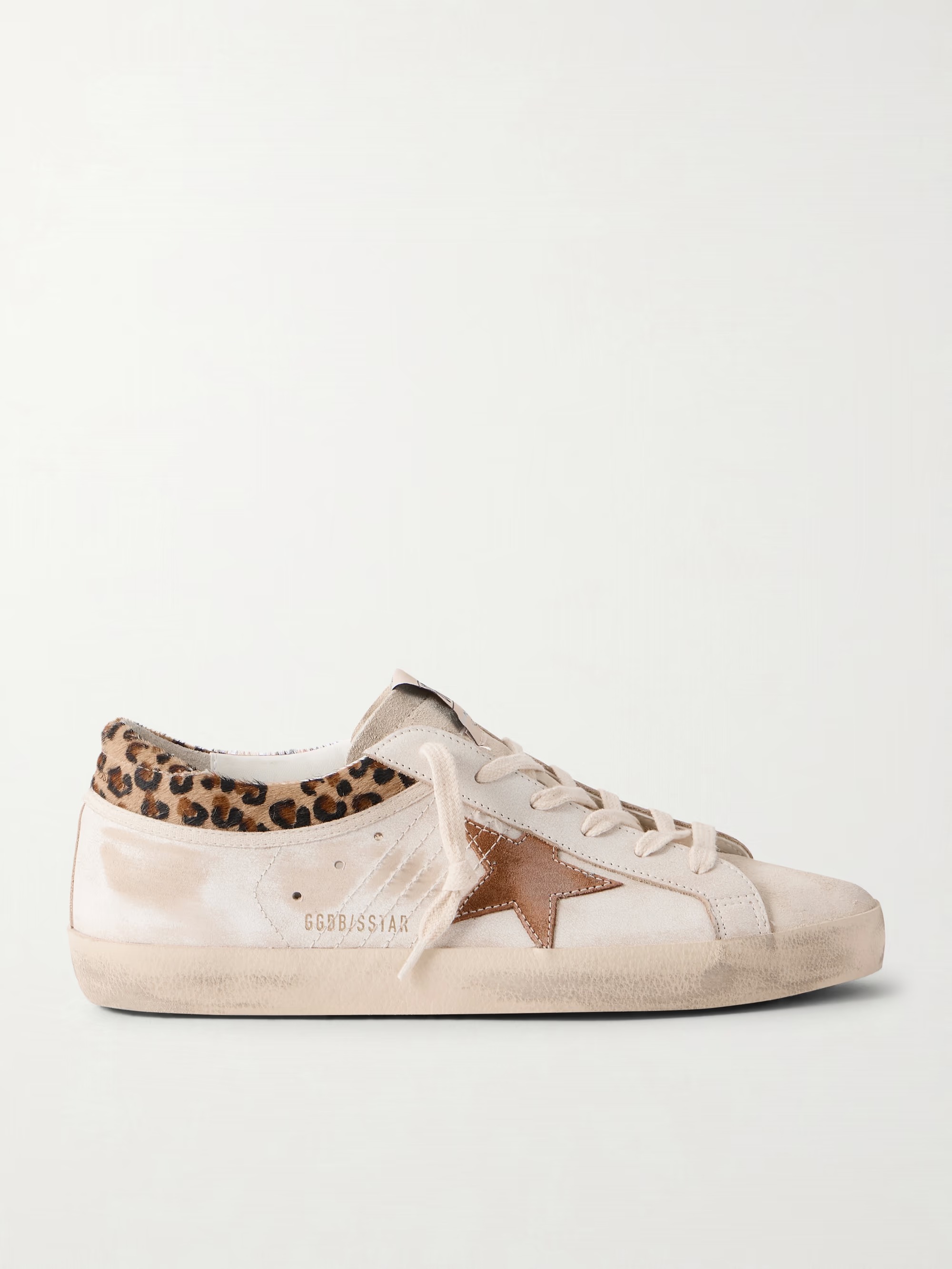 GOLDEN GOOSE, Super Star Calf Hair and Suede-Trimmed Distressed Leather Sneakers