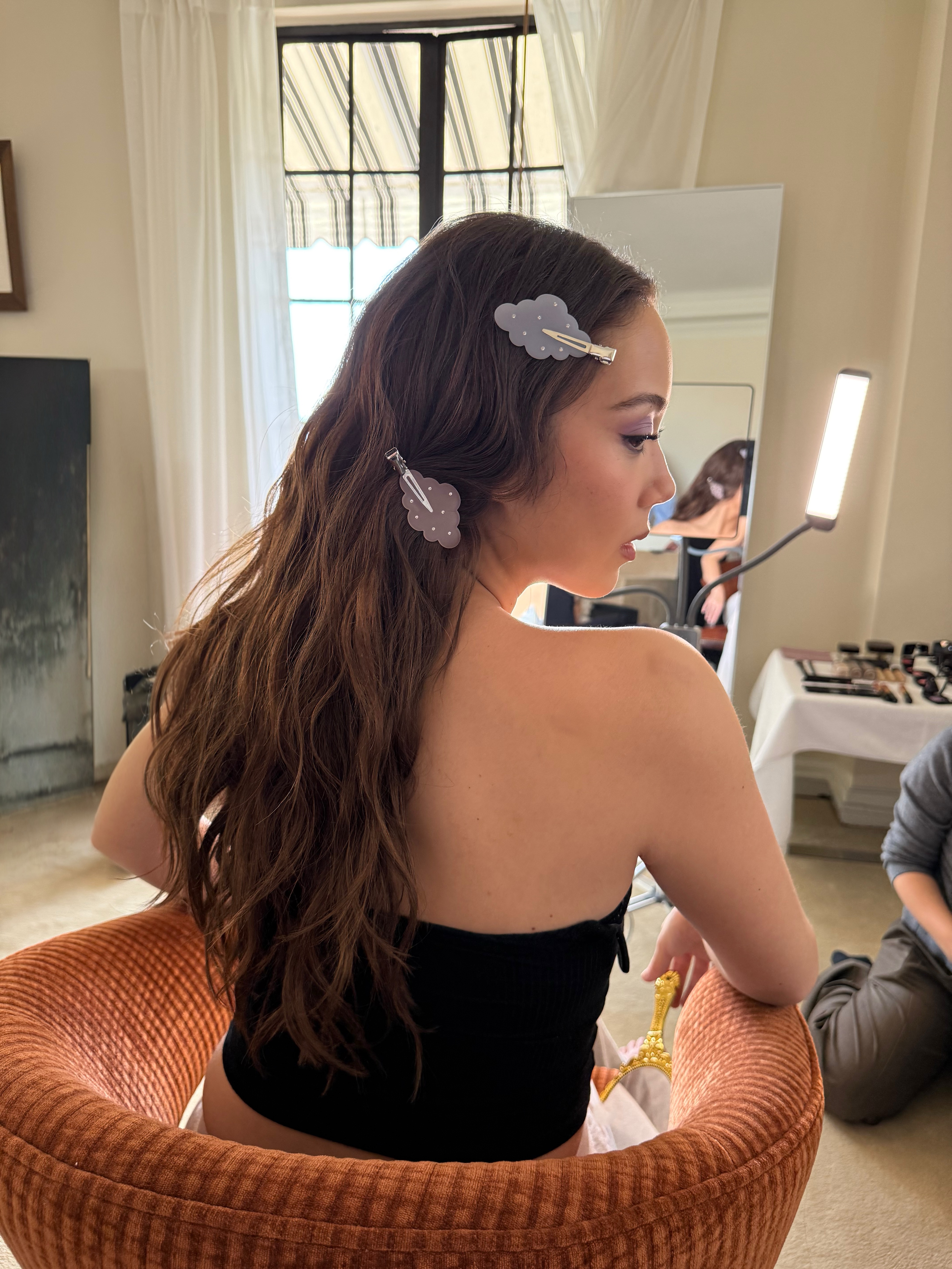 Photo of Laufey getting ready for the 2026 Grammys