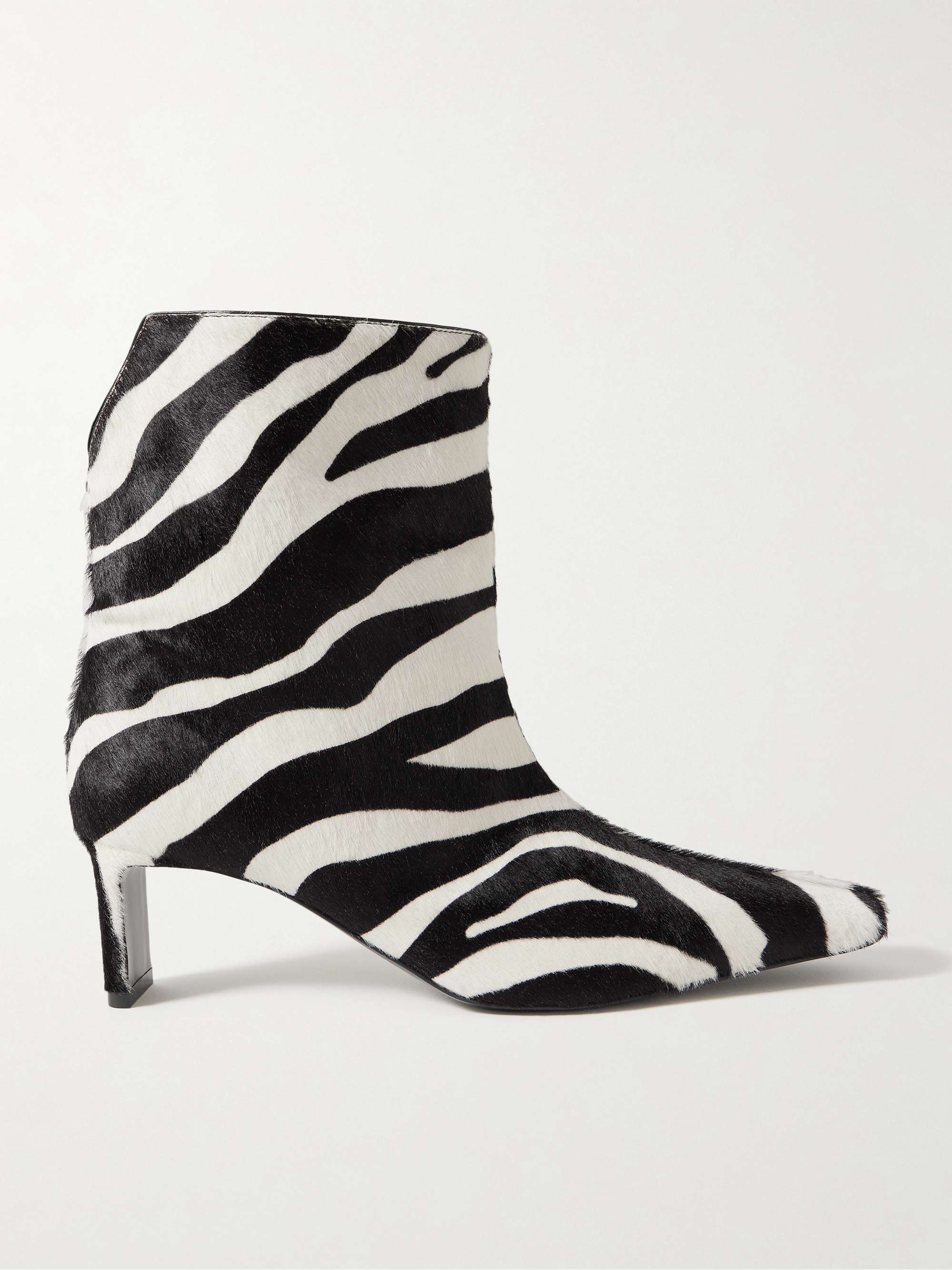 Ona Zebra-Print Calf Hair Ankle Boots
