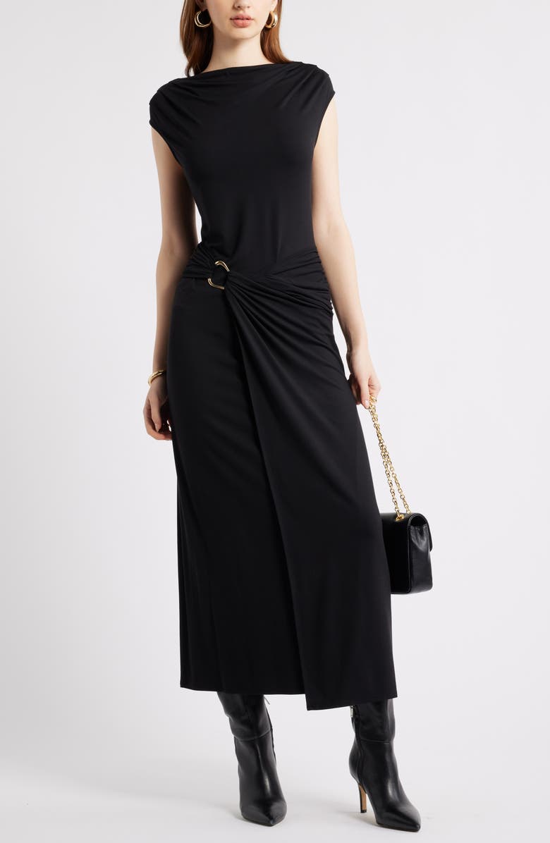 Belt Detail Side Ruched Dress