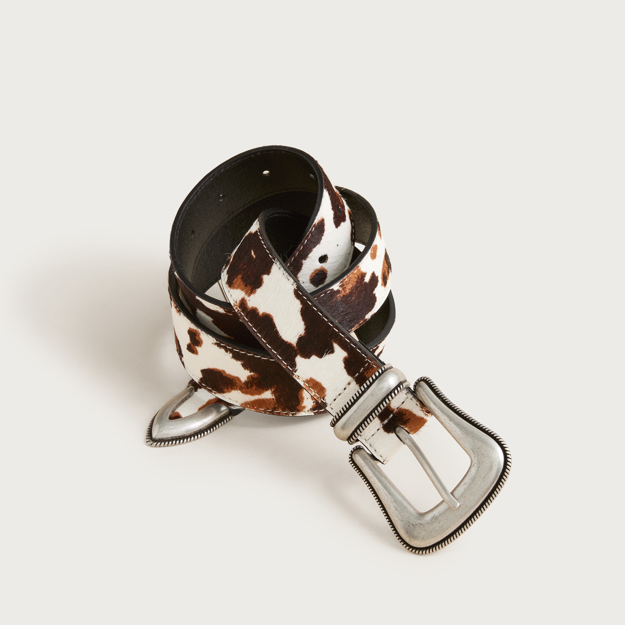 Western Calf Hair Belt With Metal Tip