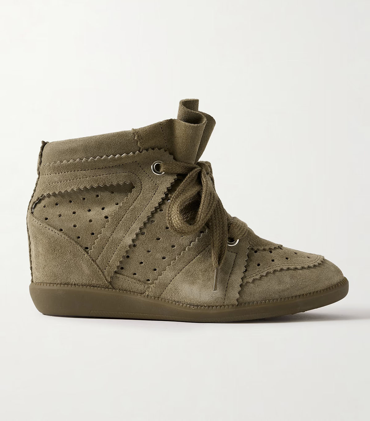Bobby Perforated Suede Wedge Sneakers