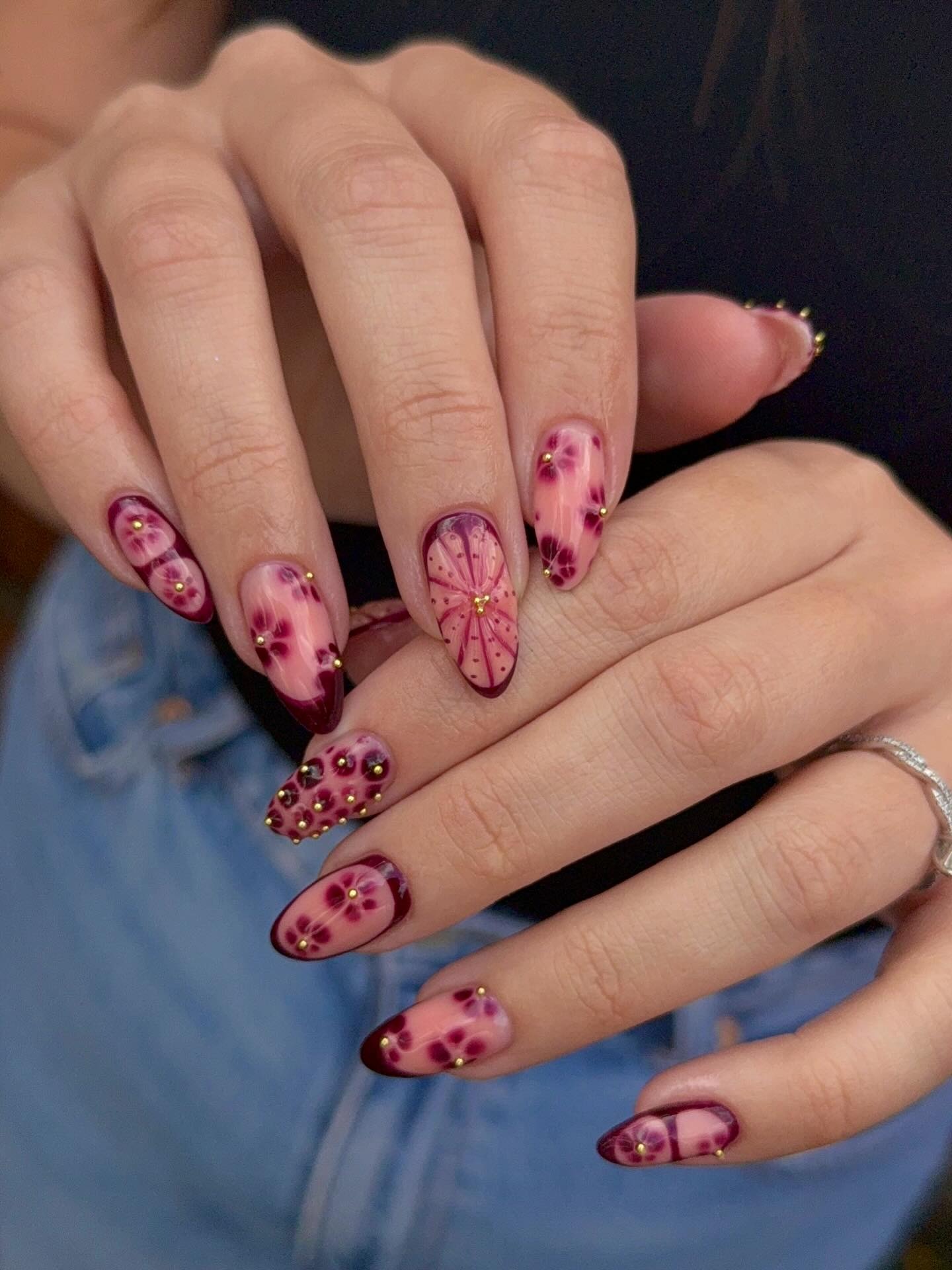 Photo of a dark purple French nail design