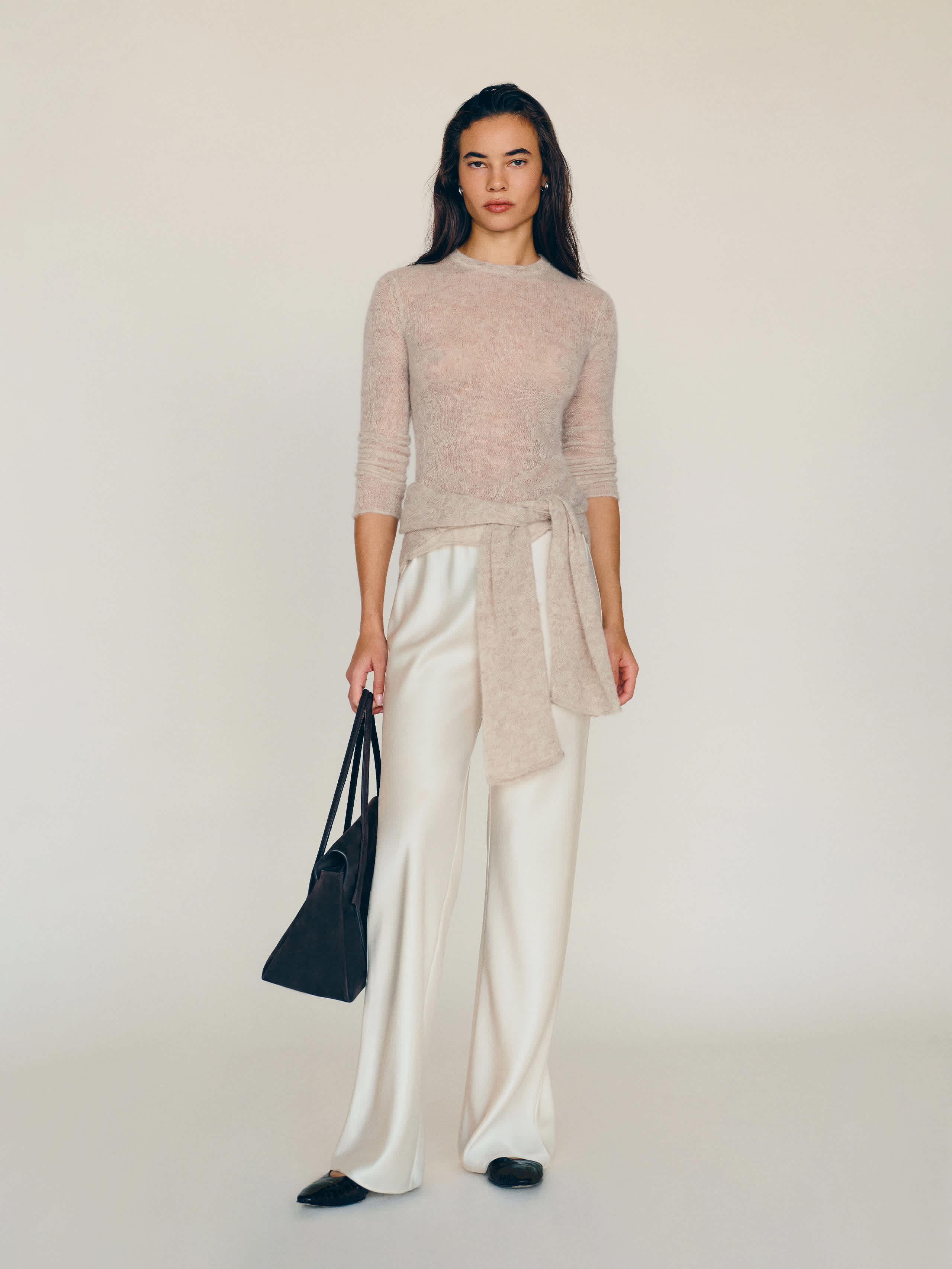 Reformation Gale Satin Mid Rise Bias Pant