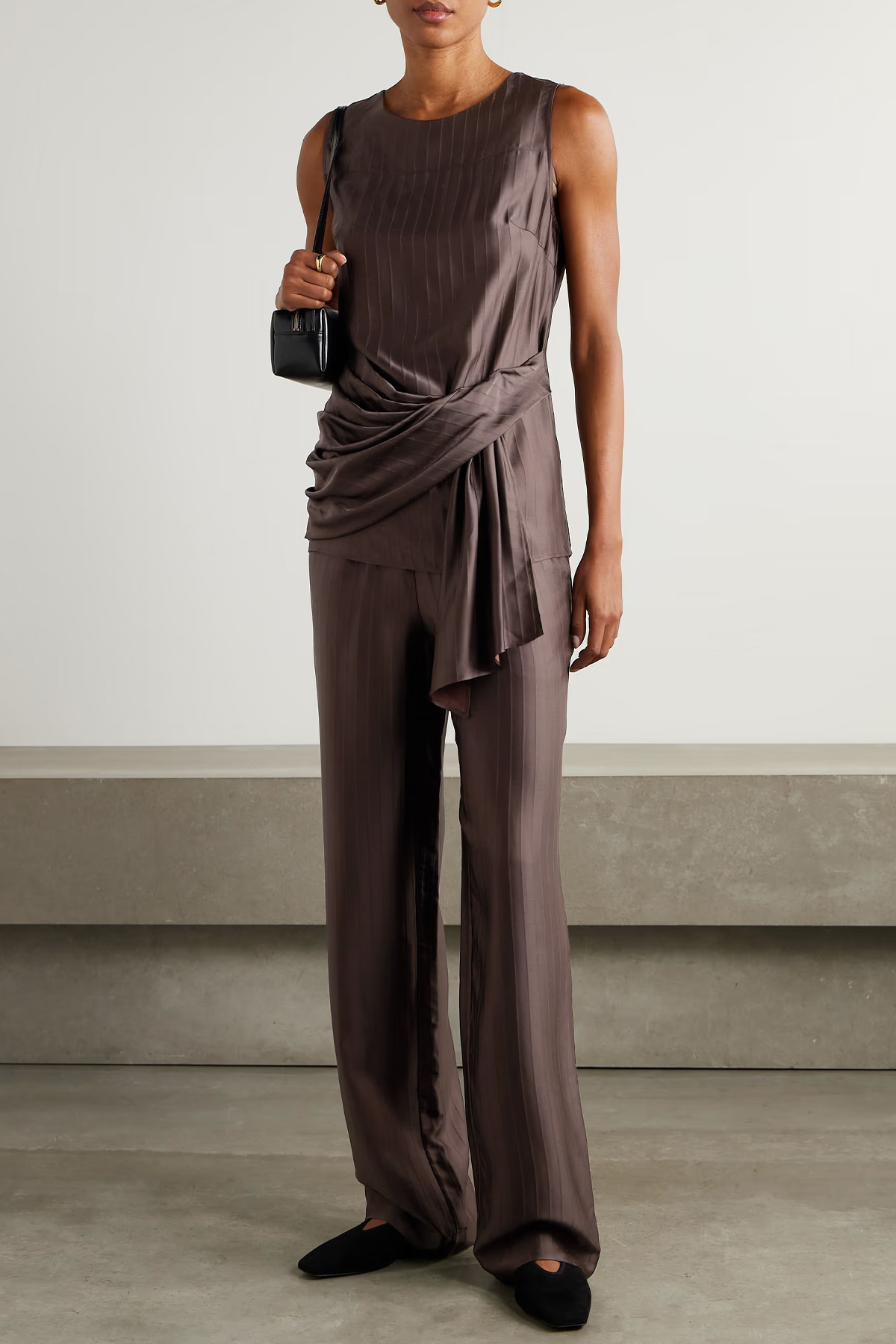 LOULOU DE SAISON Kadala paneled satin straight-leg pants