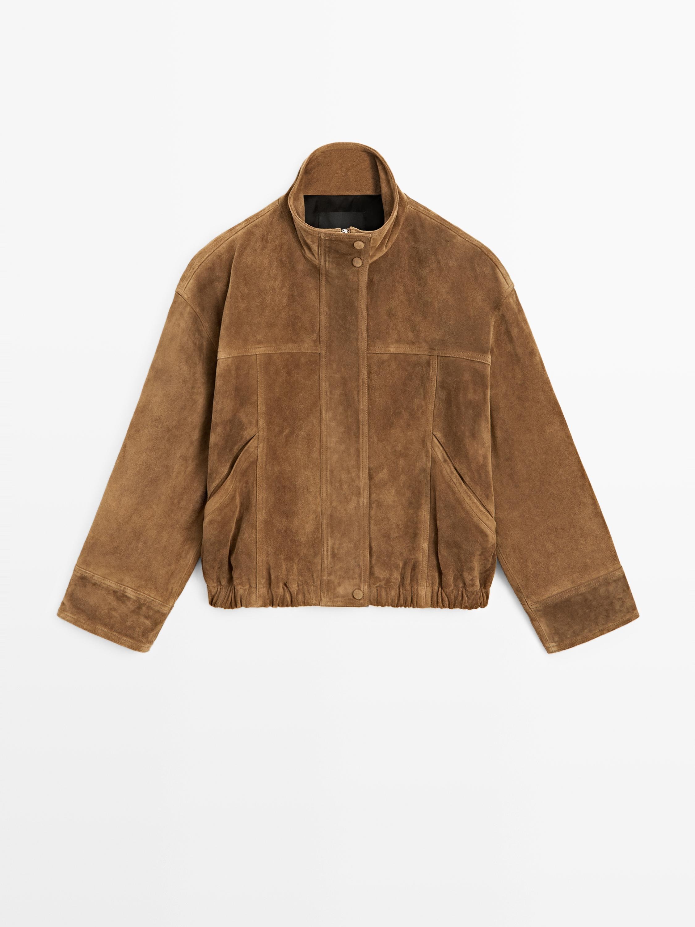 Massimo Dutti, Short Suede Leather Bomber Jacket