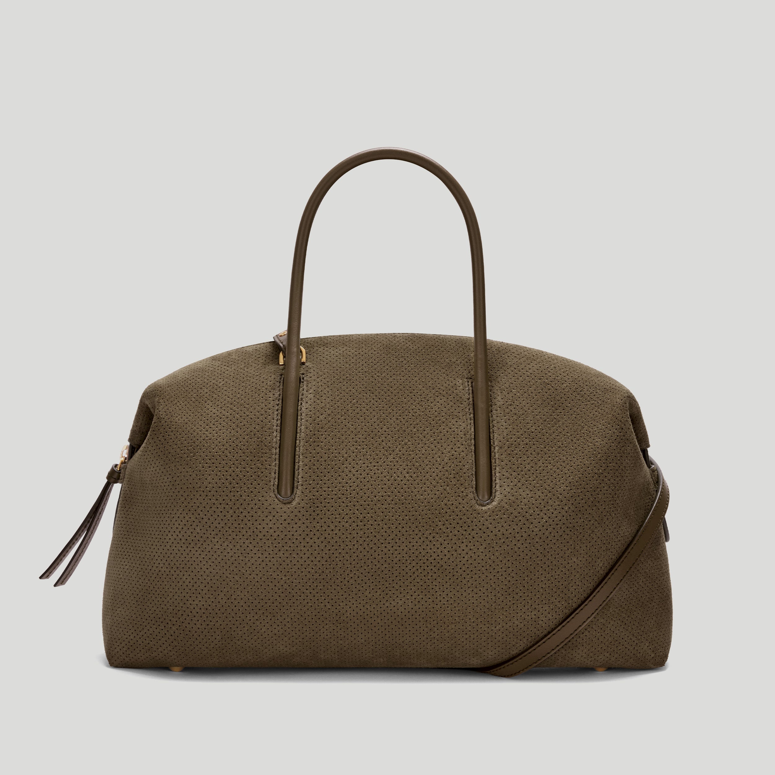 The Midi Stockholm | Deep Khaki Perforated Suede | Demellier
