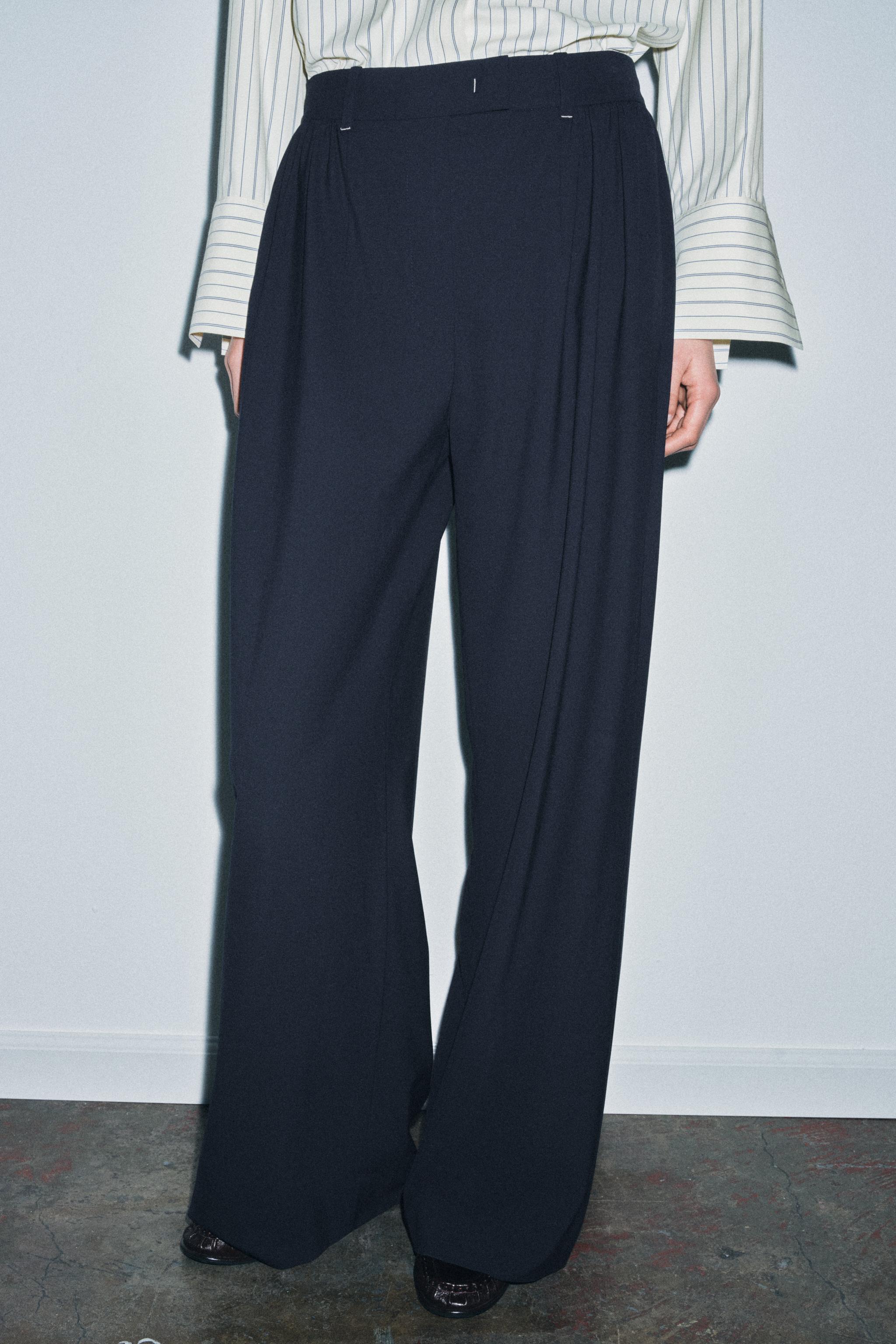Pleated Wide Leg Pants Zw Collection